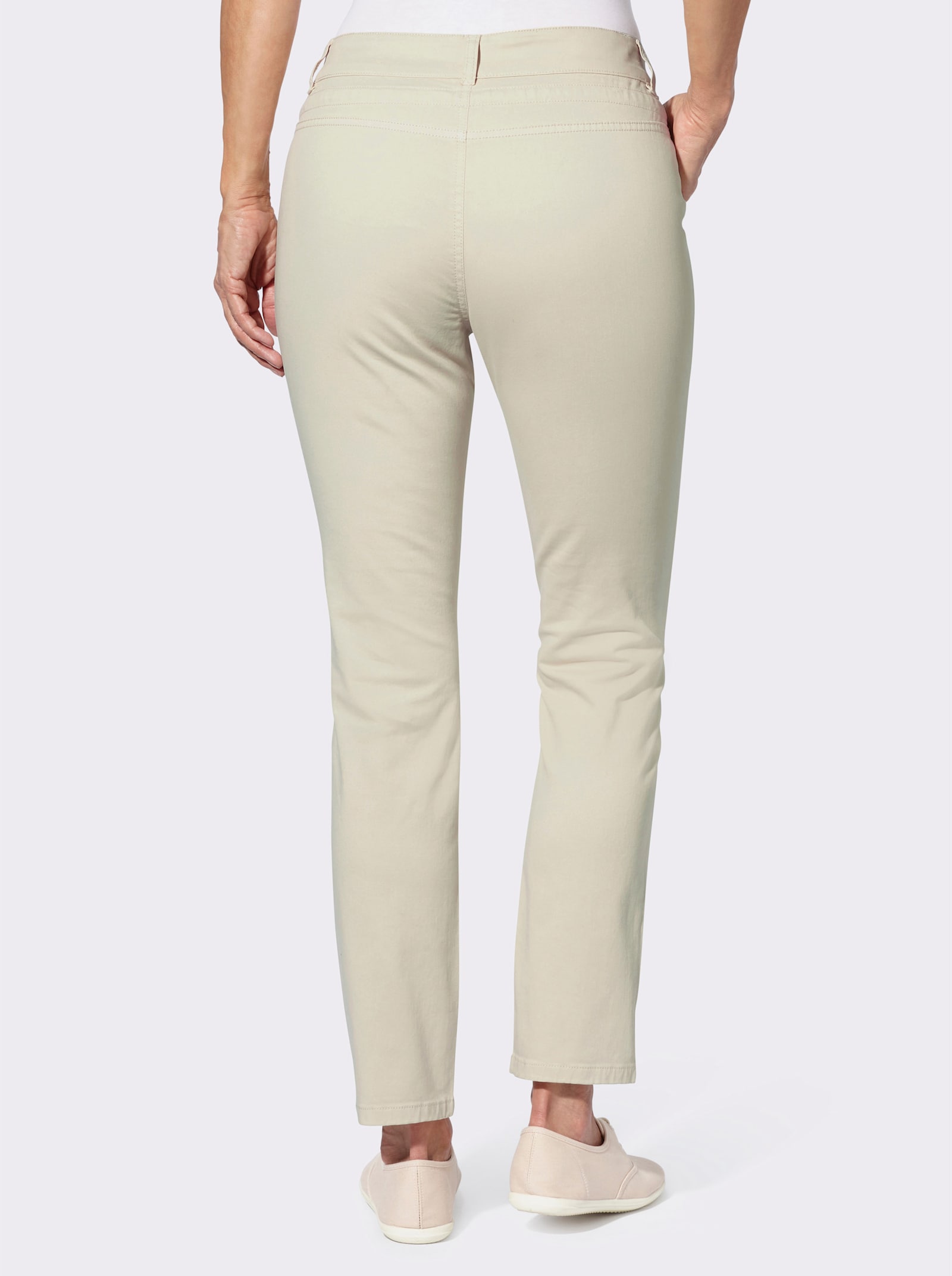 Jeans met tunnelkoord en bindceintuur - zand