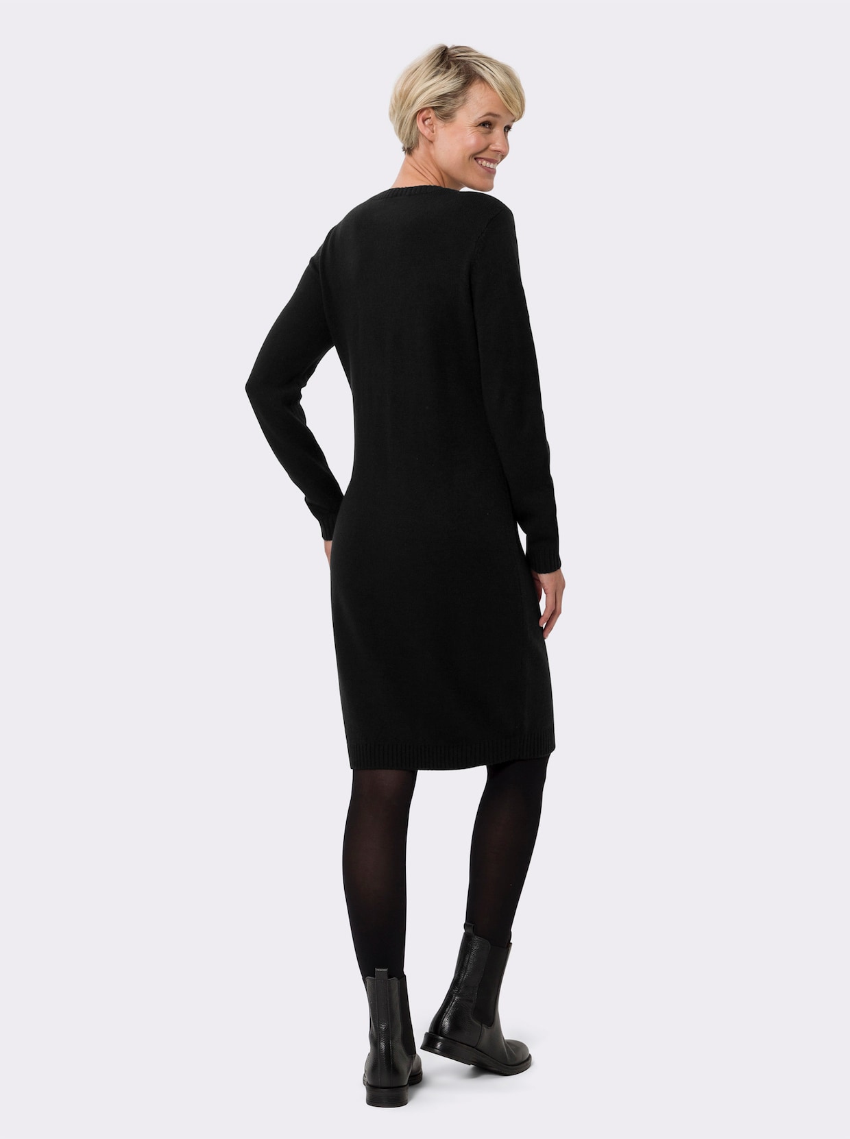 Tricot jurk - zwart/ecru