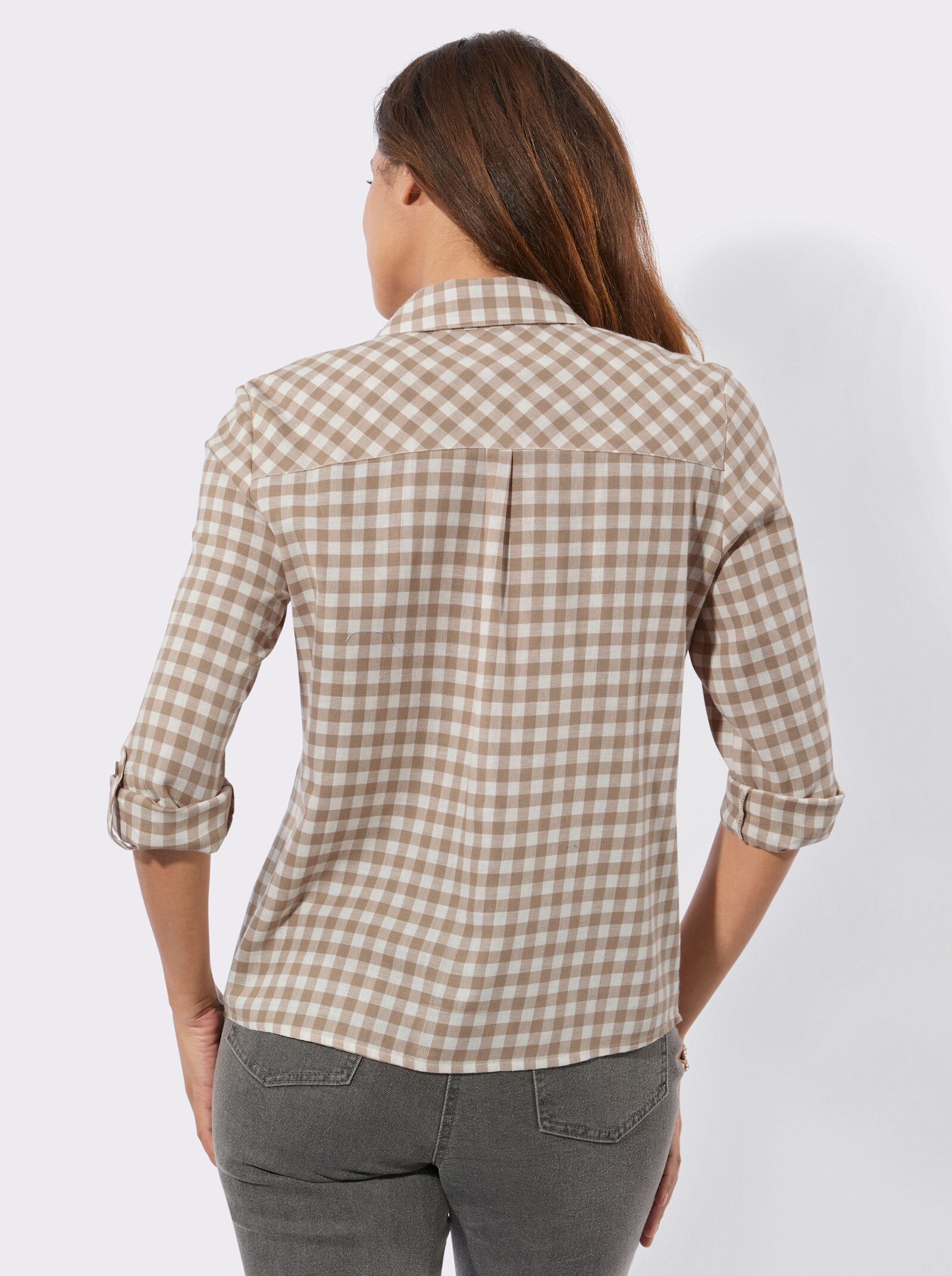 Flanellbluse im Karo-Dessin - beige-ecru-kariert