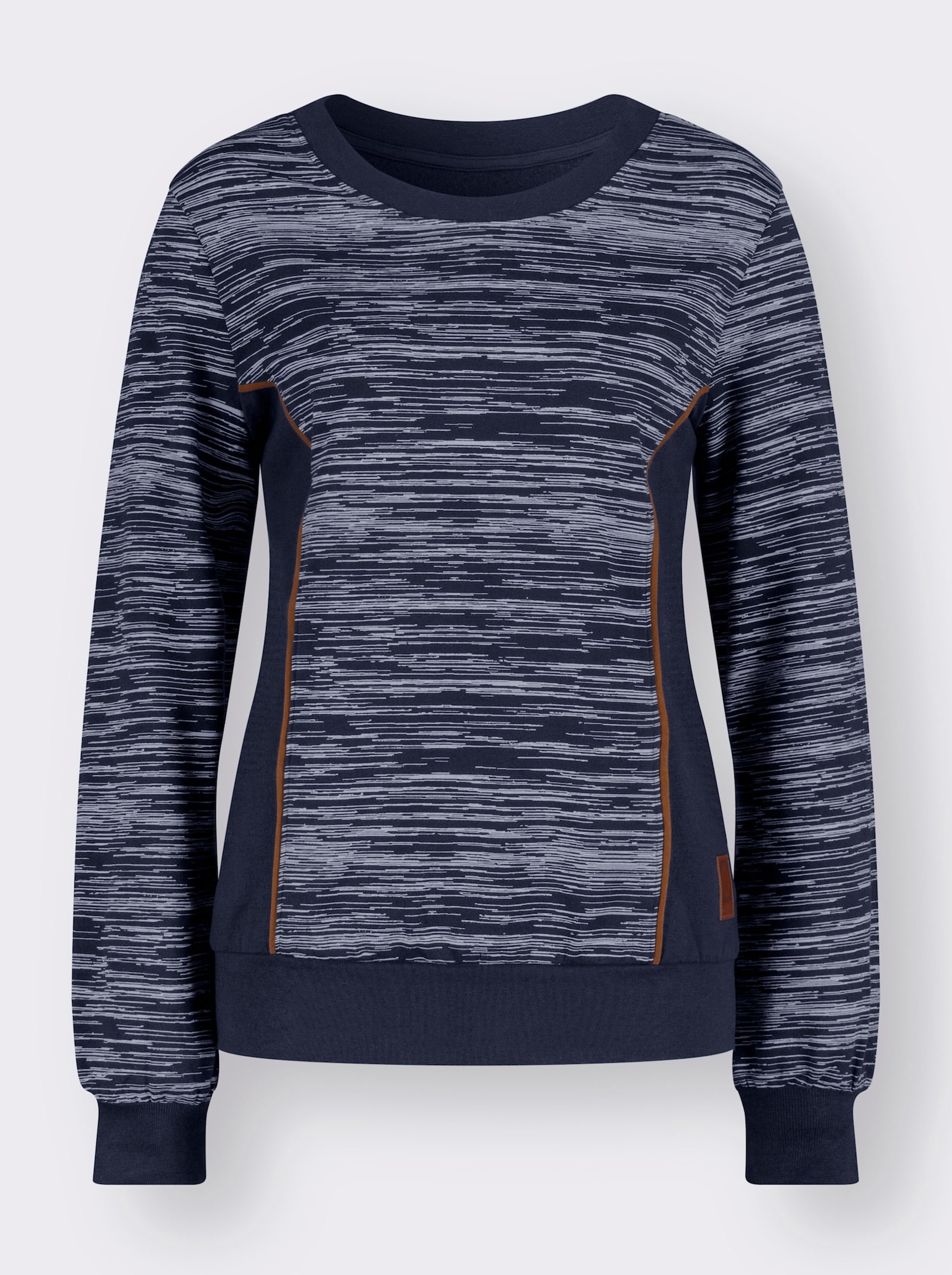 Sweatshirt mit Uni-Einsätzen - marine-ecru-bedruckt