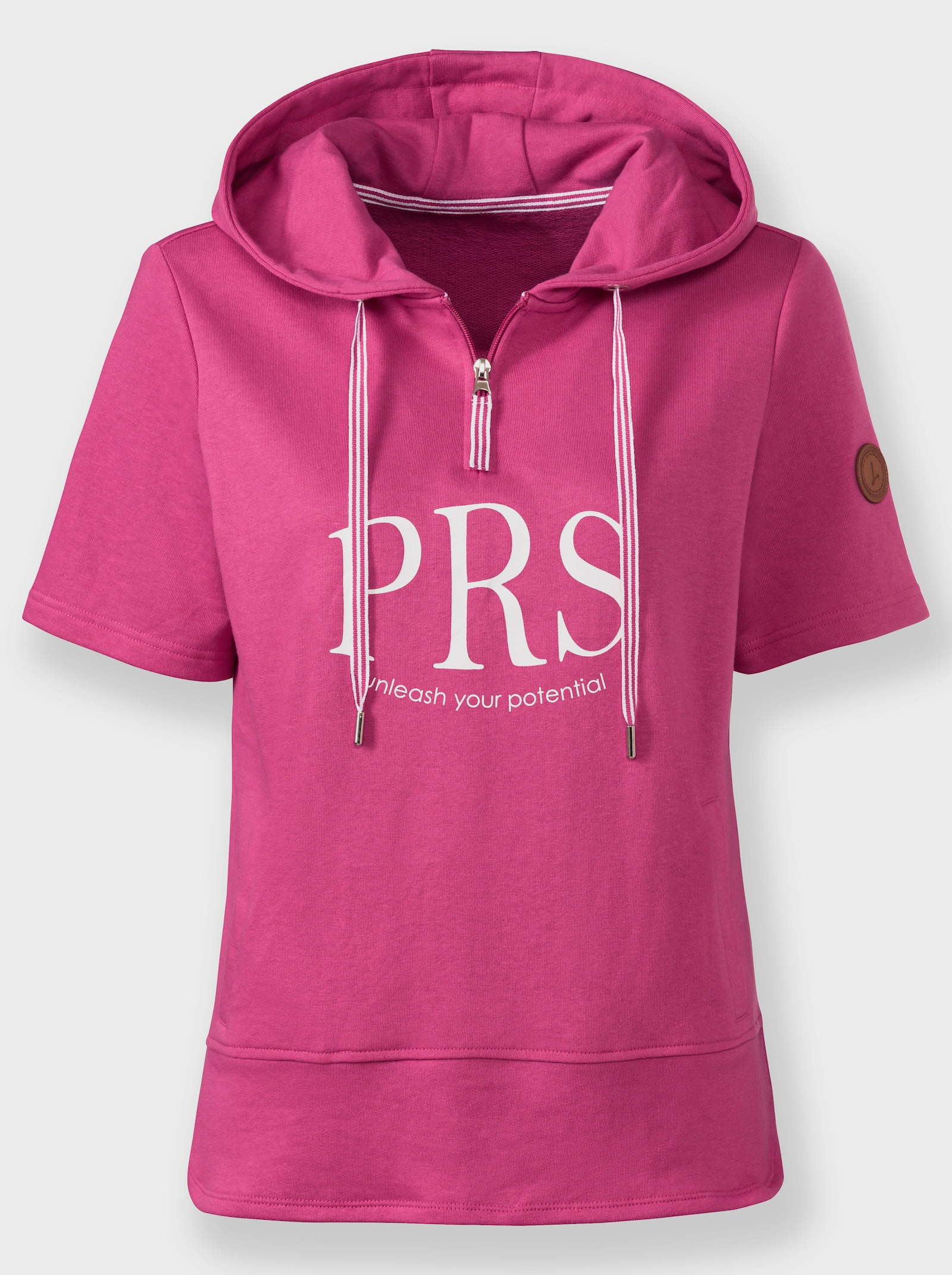 Sweatshirt mit kurzen Ärmeln - fuchsia-weiß-bedruckt