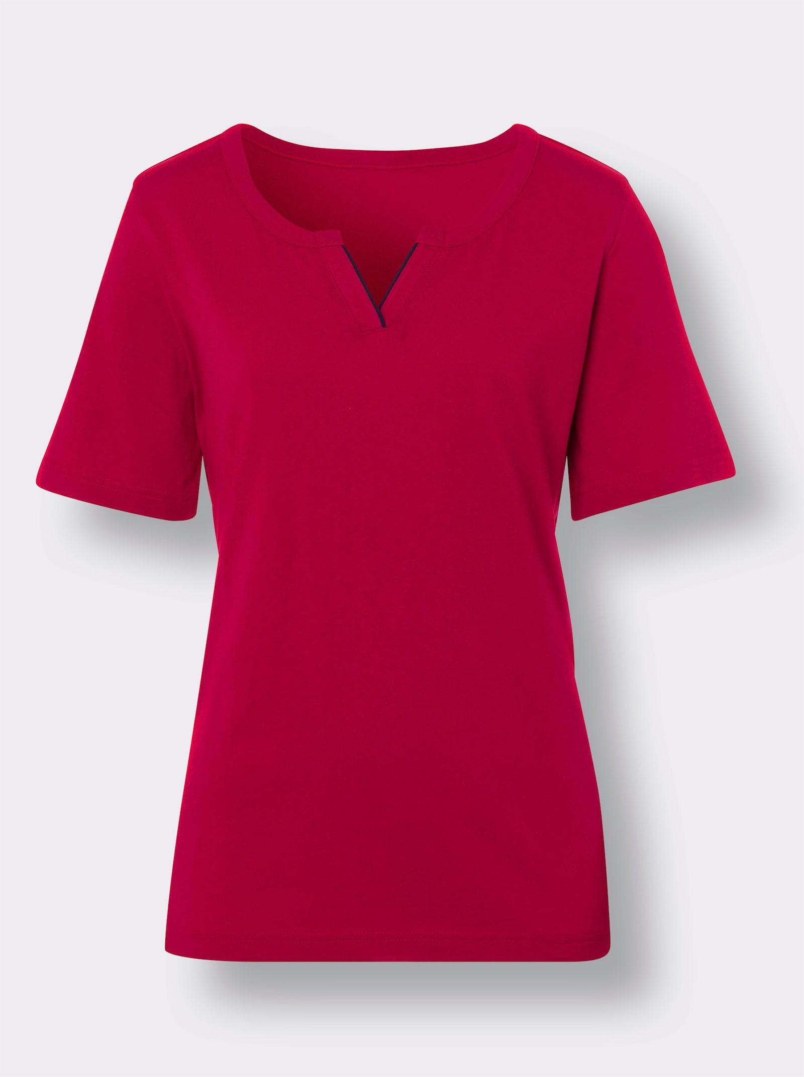 Tričko s krátkým rukávem a kontrastní paspulkou - červená