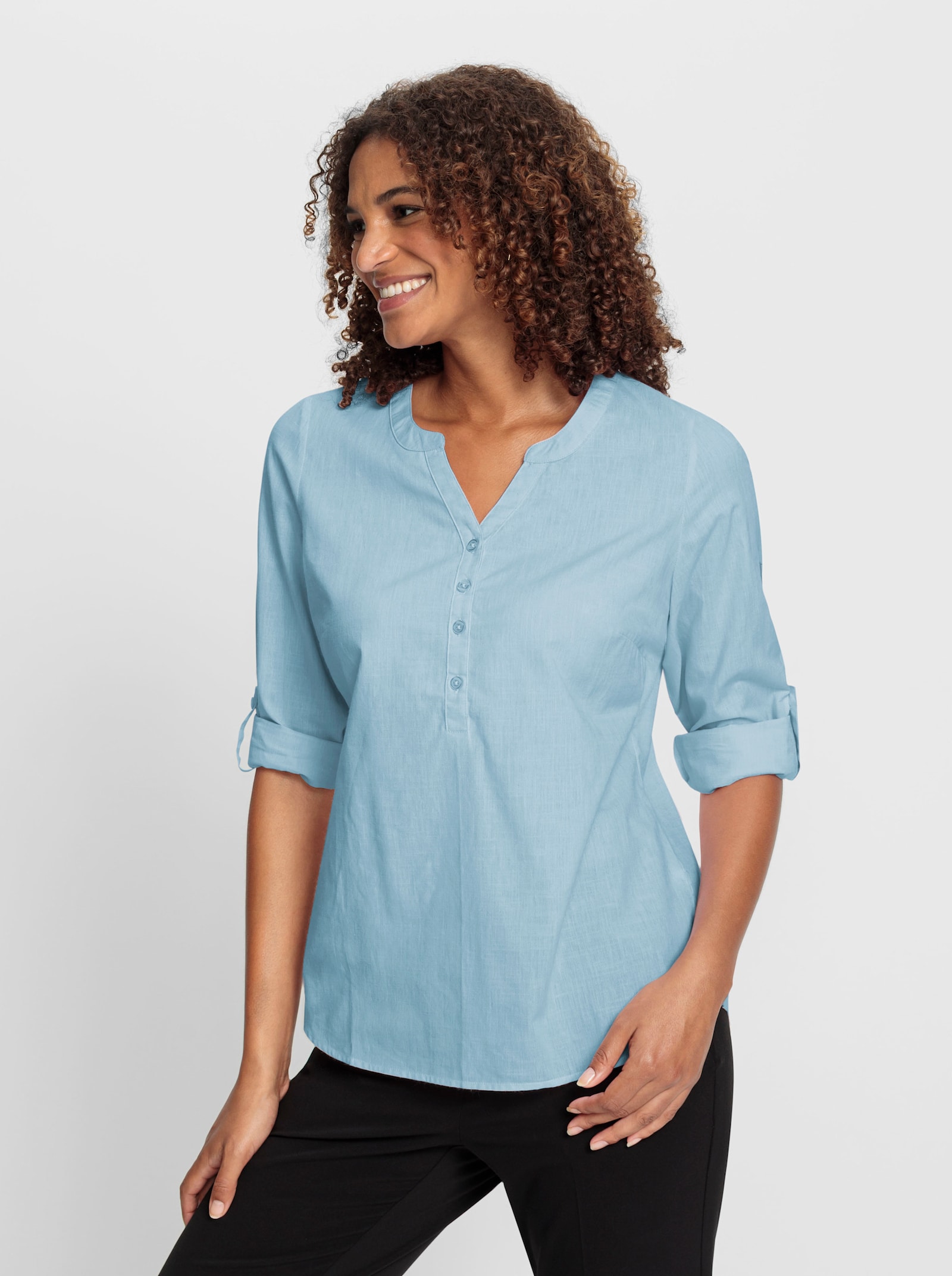 Schlupf-Bluse mit Kellerfalte hinten - mint