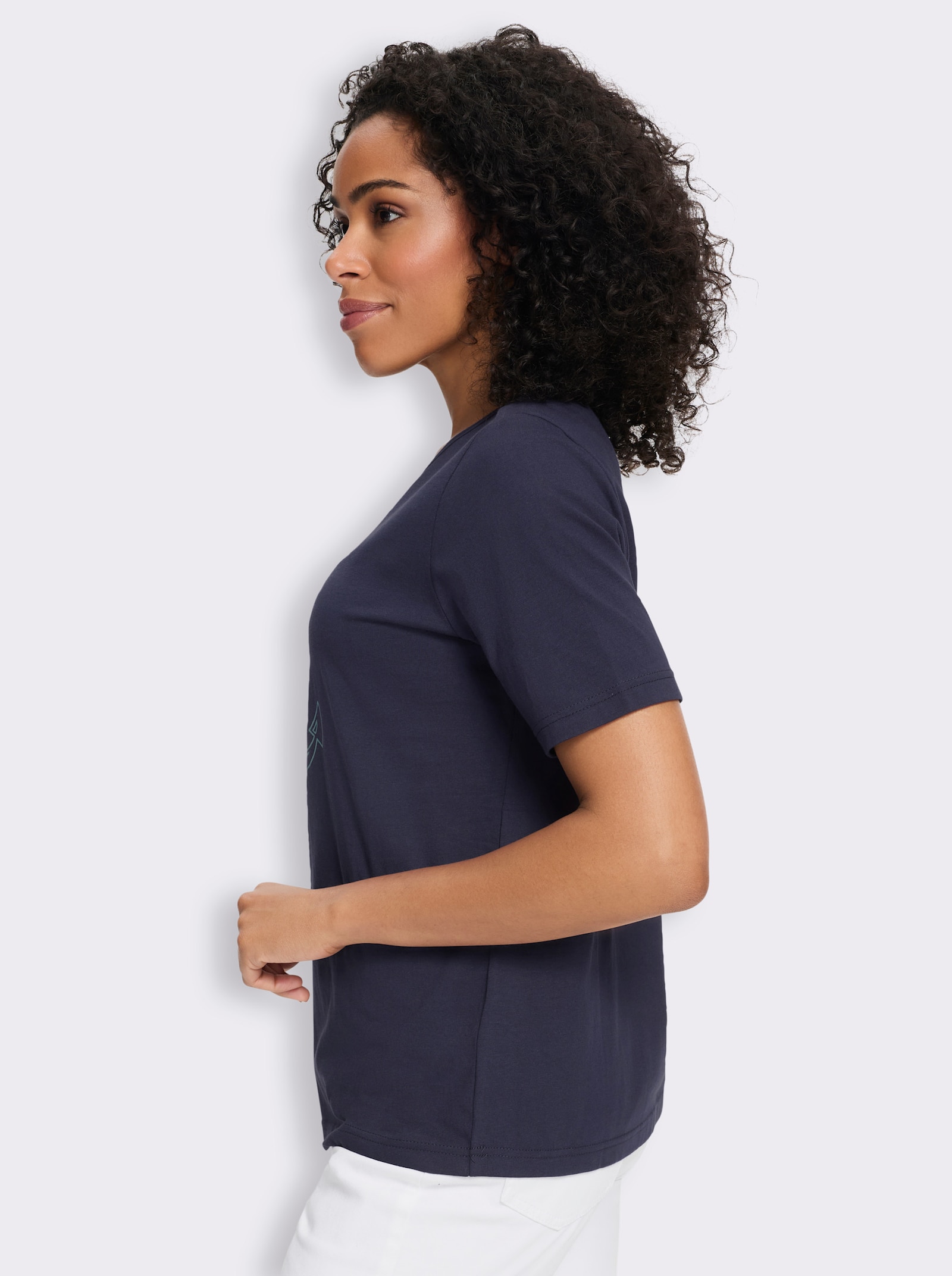 Shirt met korte mouwen en ankermotief - marine