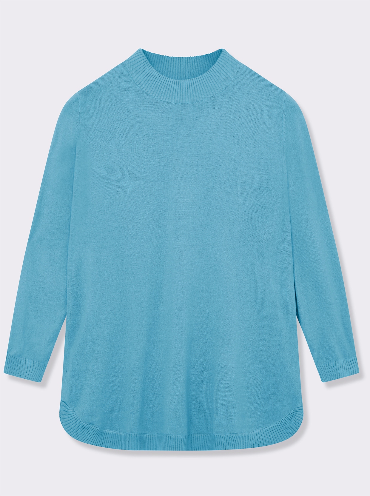 Pullover mit abgerundetem Saum - aqua