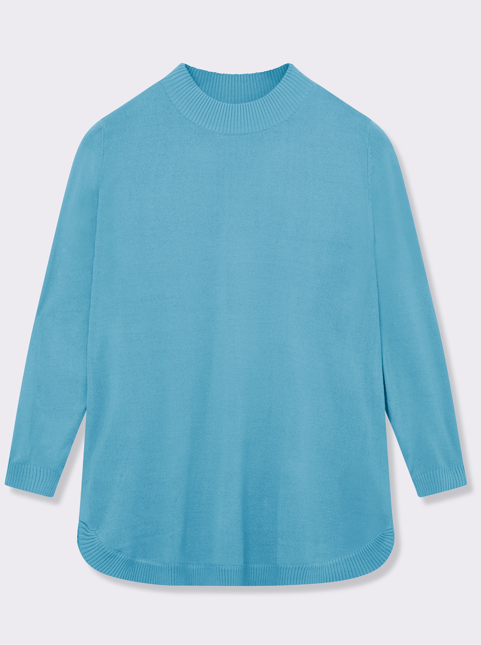 Pullover mit abgerundetem Saum - aqua