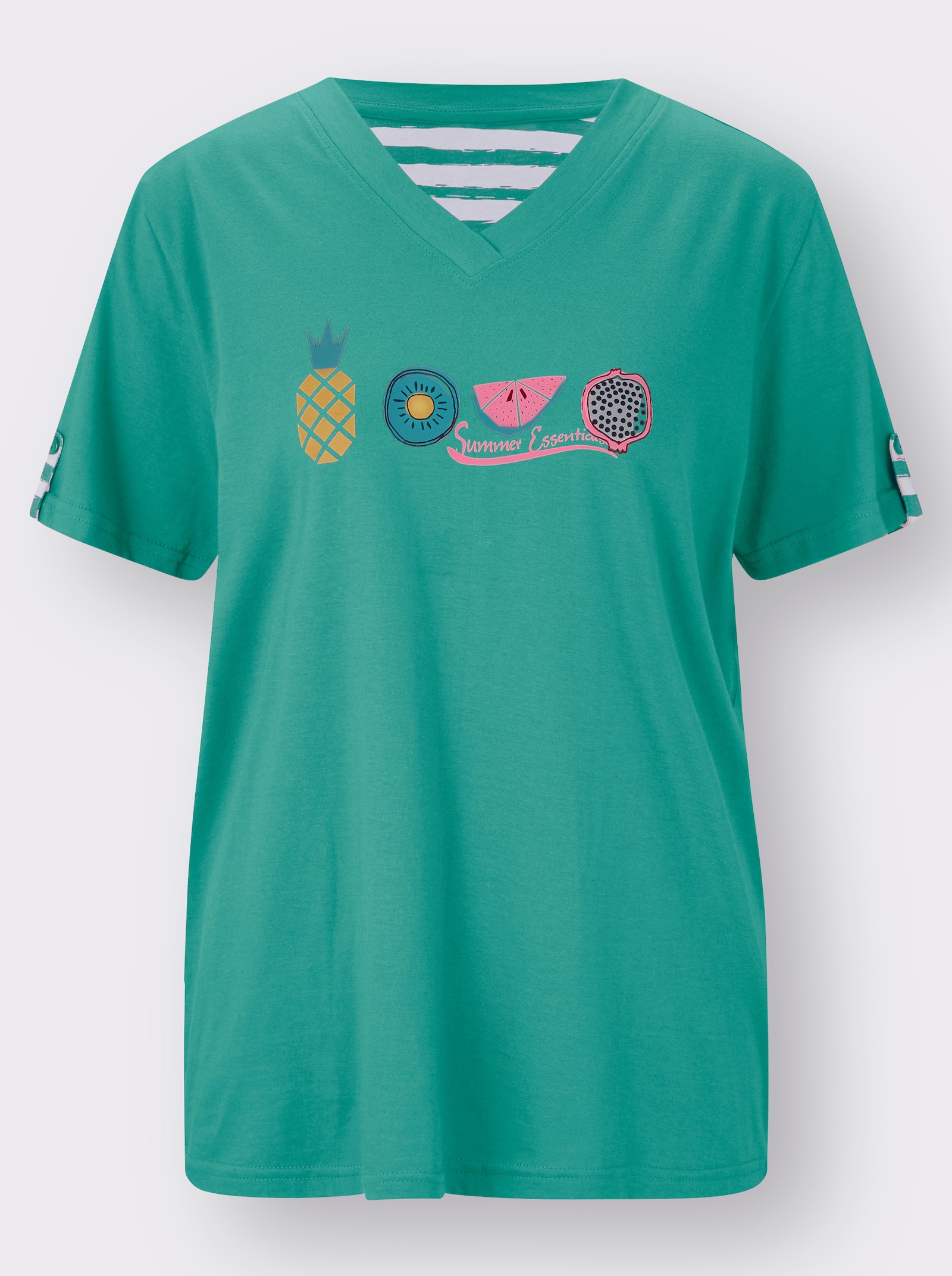 Comtessa Capri-pyjama’s van single-jersey - groen + groen gestreept