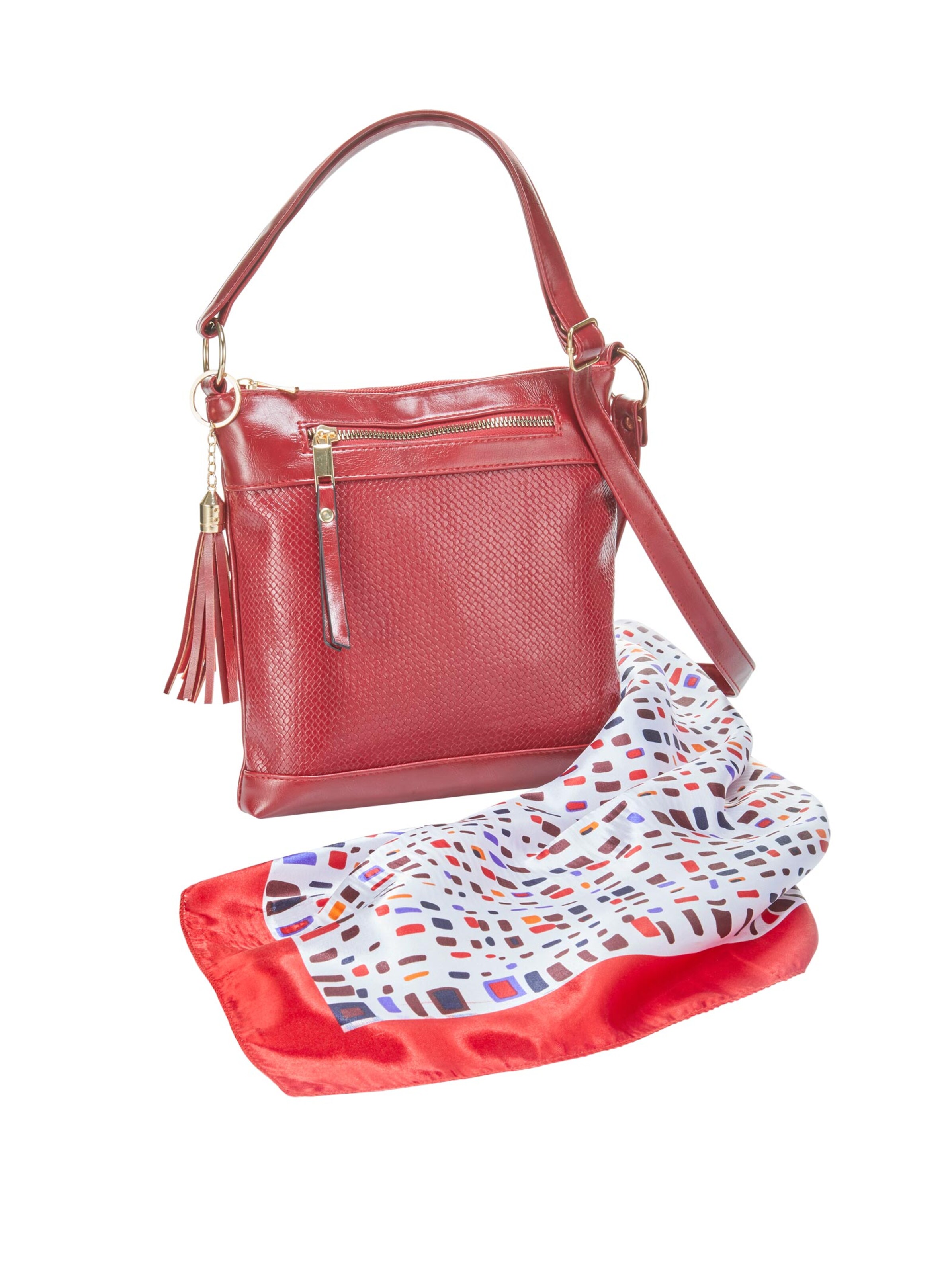 Handtasche + Tuch - rot-getupft