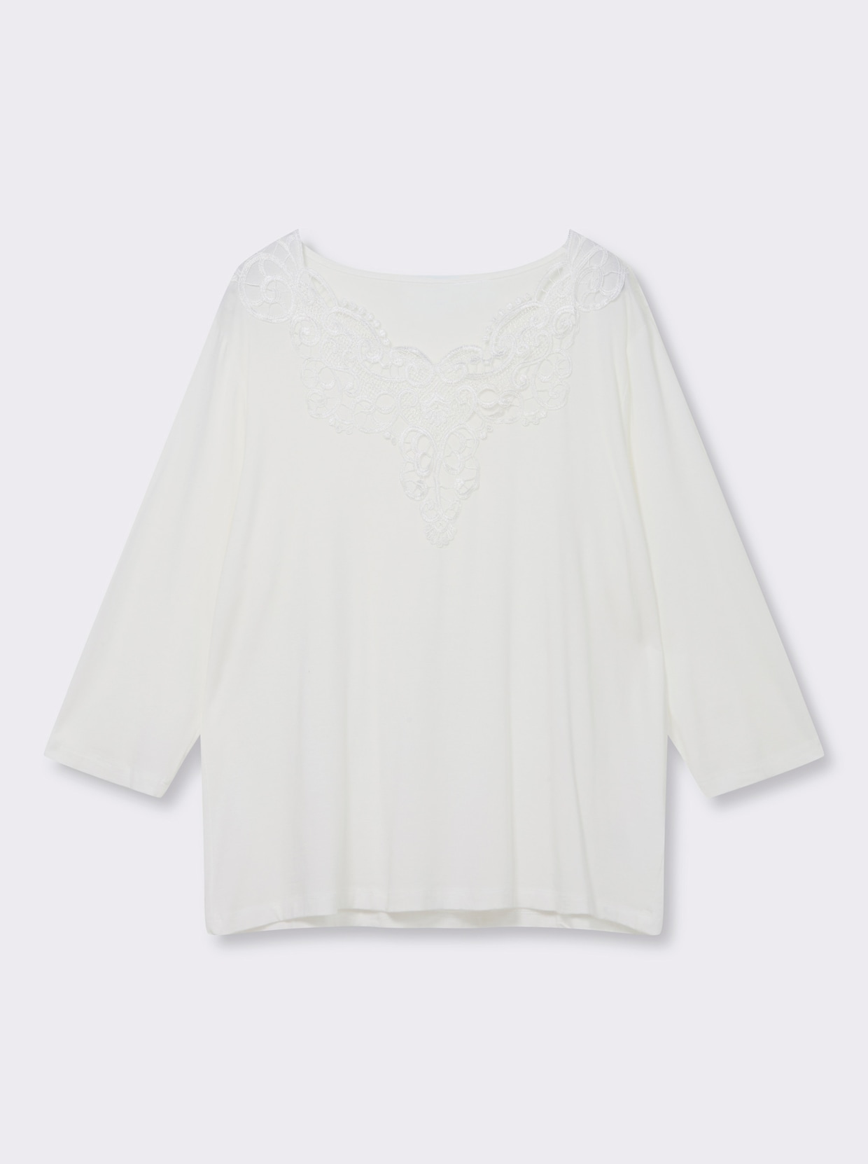 Spitzenshirt mit 3/4-Ärmeln - ecru