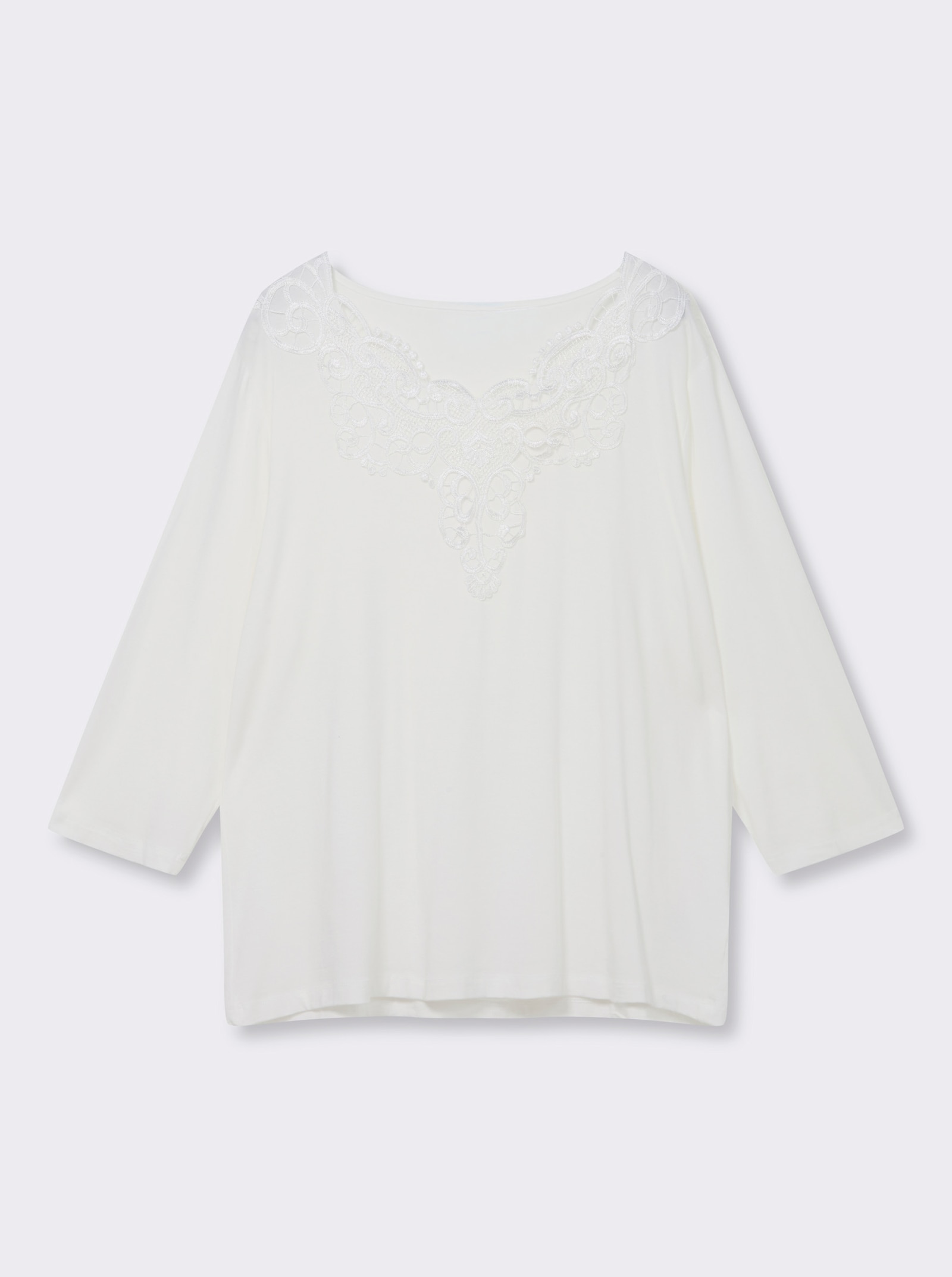 Spitzenshirt mit 3/4-Ärmeln - ecru