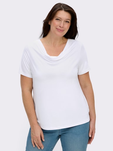 Wasserfallshirt mit kurzen Ärmeln - weiß