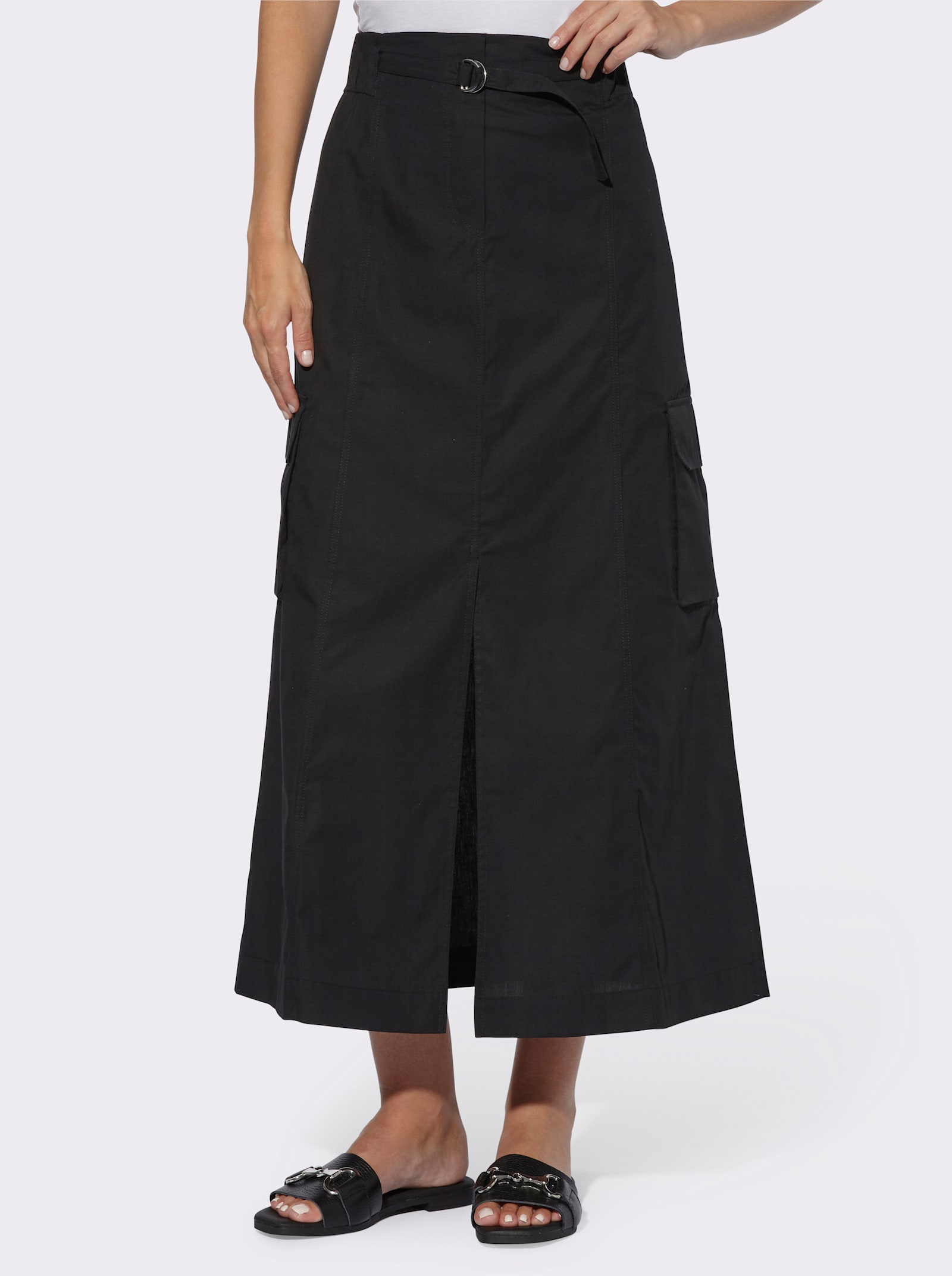 heine Cargorock mit Dehnbund und Cargo-Taschen - schwarz