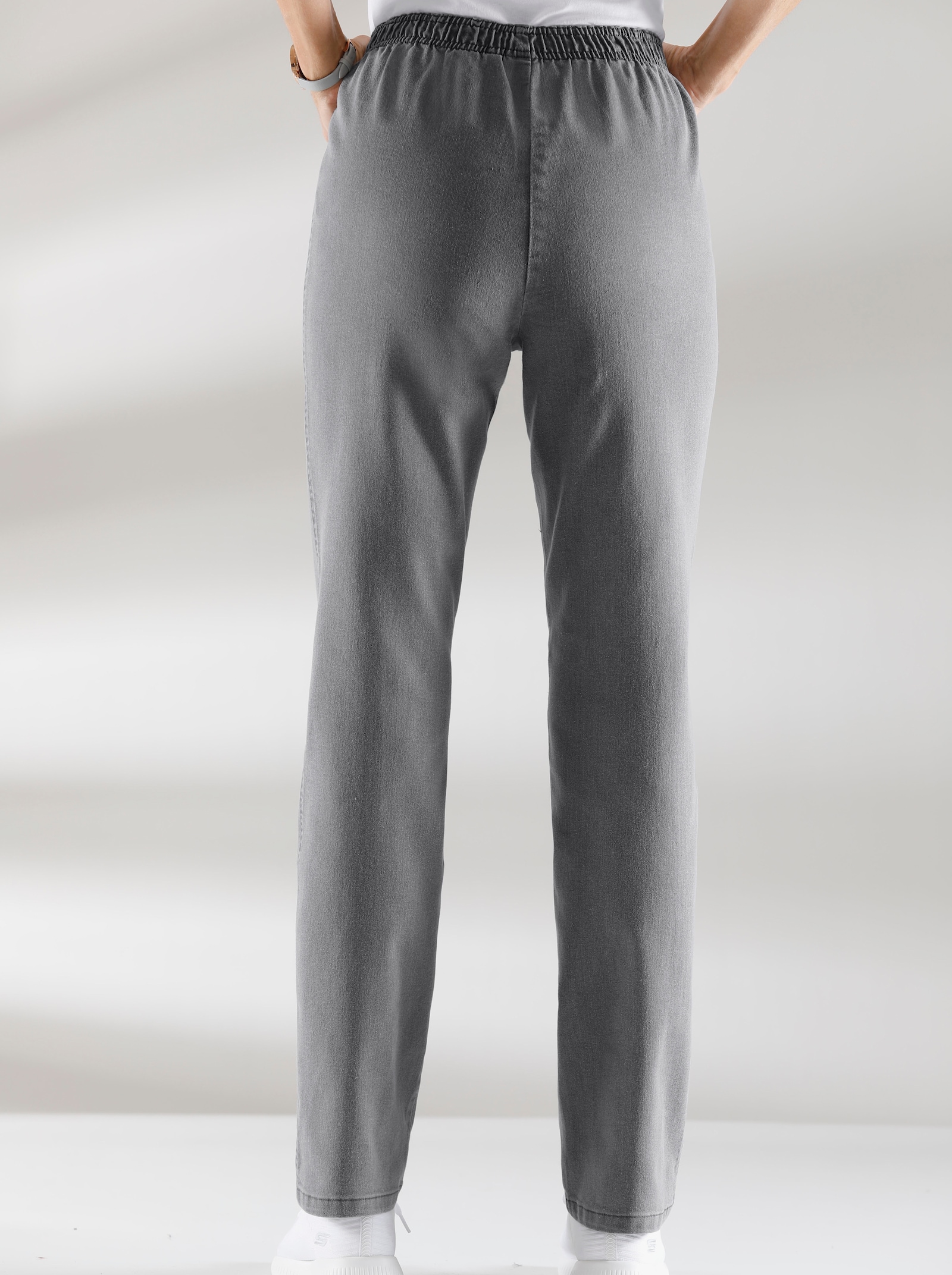 Stretch-Jeans mit Rundum-Dehnbund - grey-denim