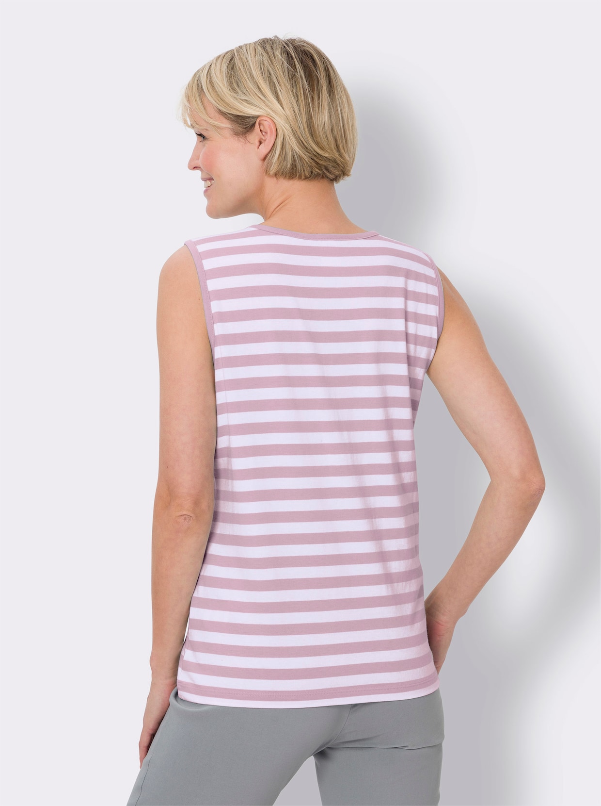 Shirttop - rosé-weiß-geringelt