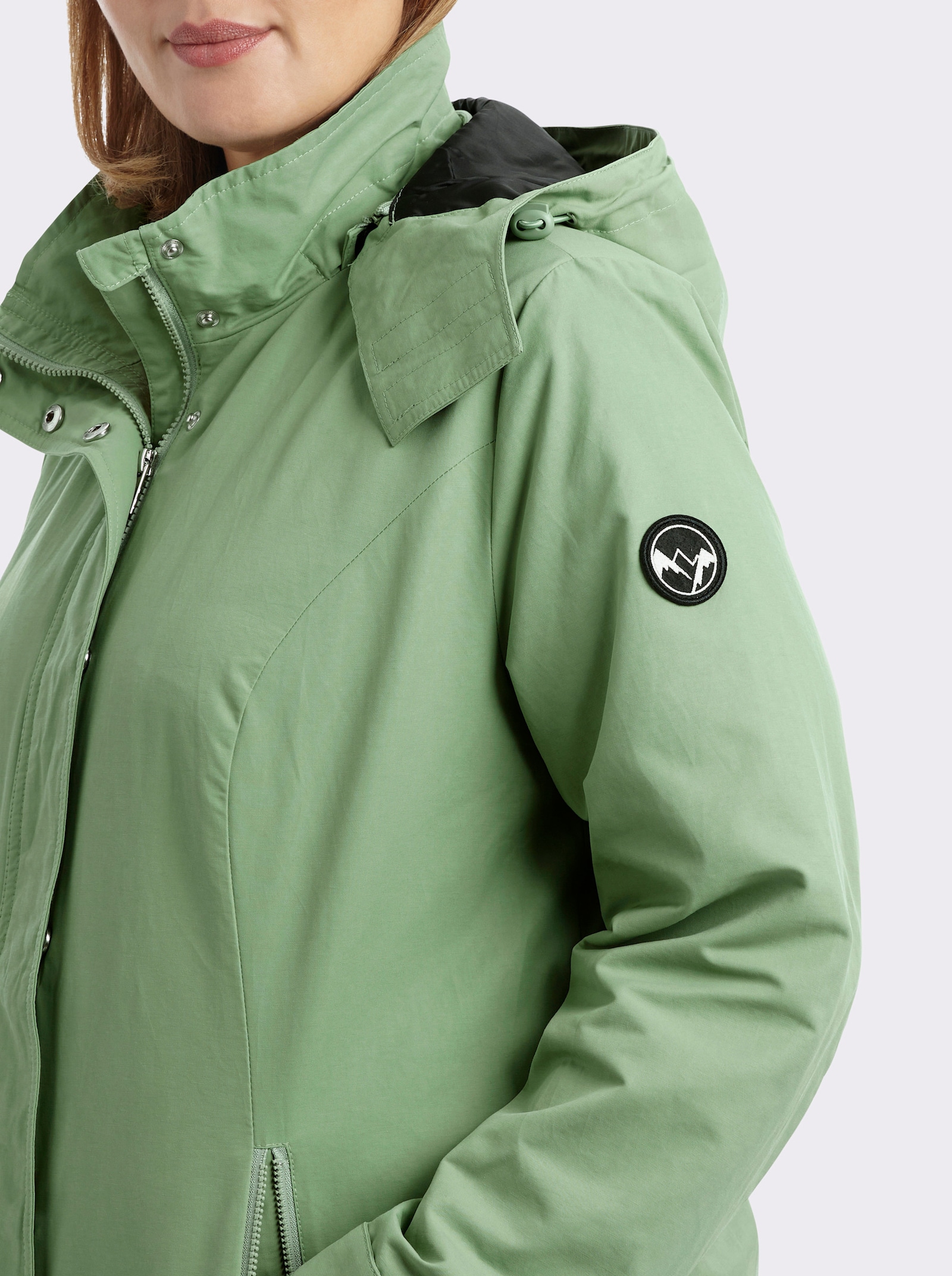 sheego Übergangsjacke mit abnehmbarer Kapuze - eucalyptus