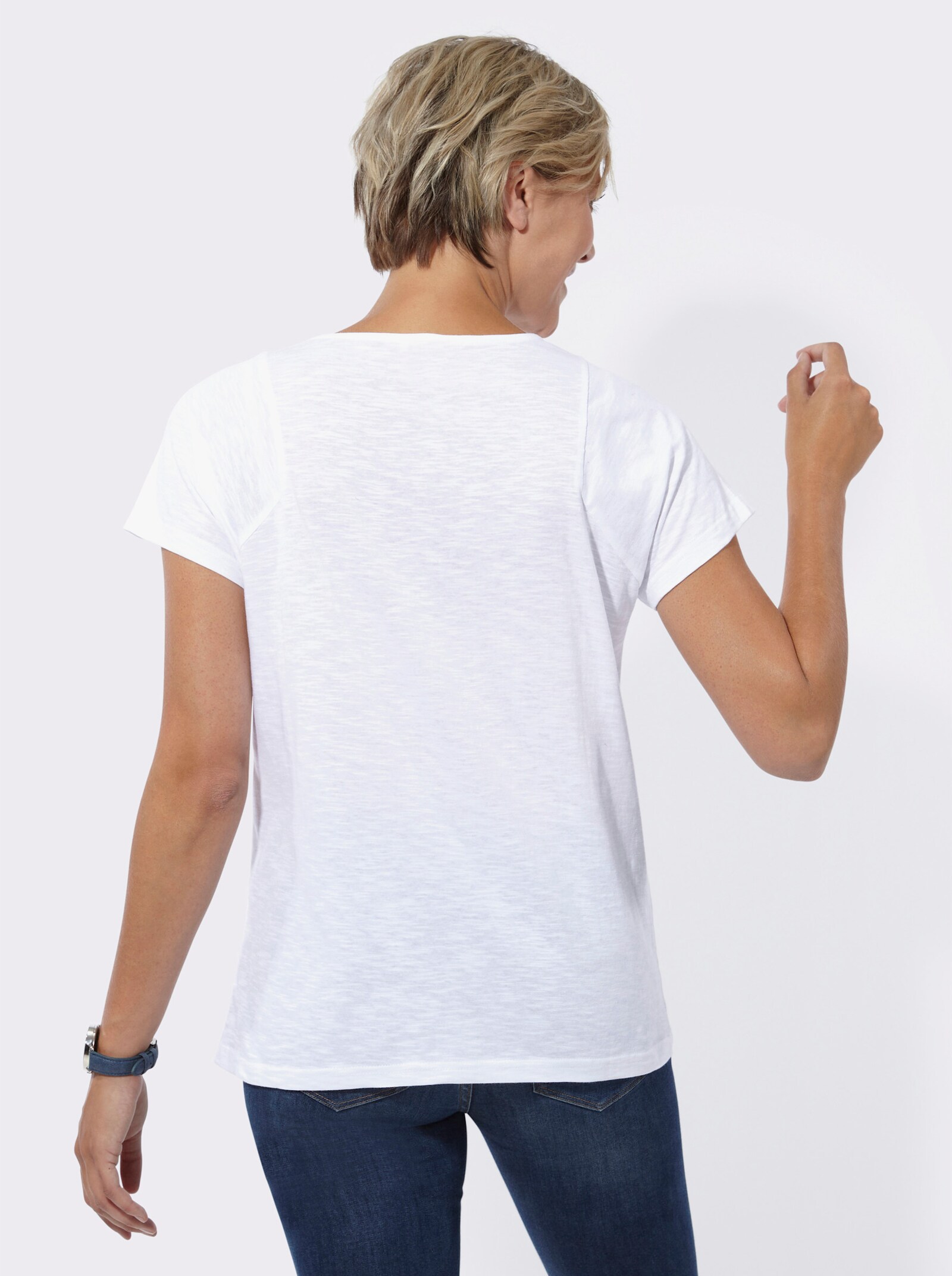  Shirt met korte mouwen en sierknopen - wit