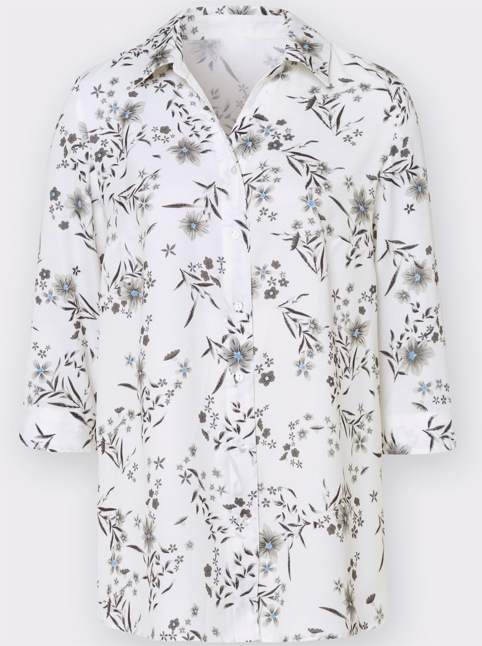 Lange blouse met bloemetjesprint - wit geprint