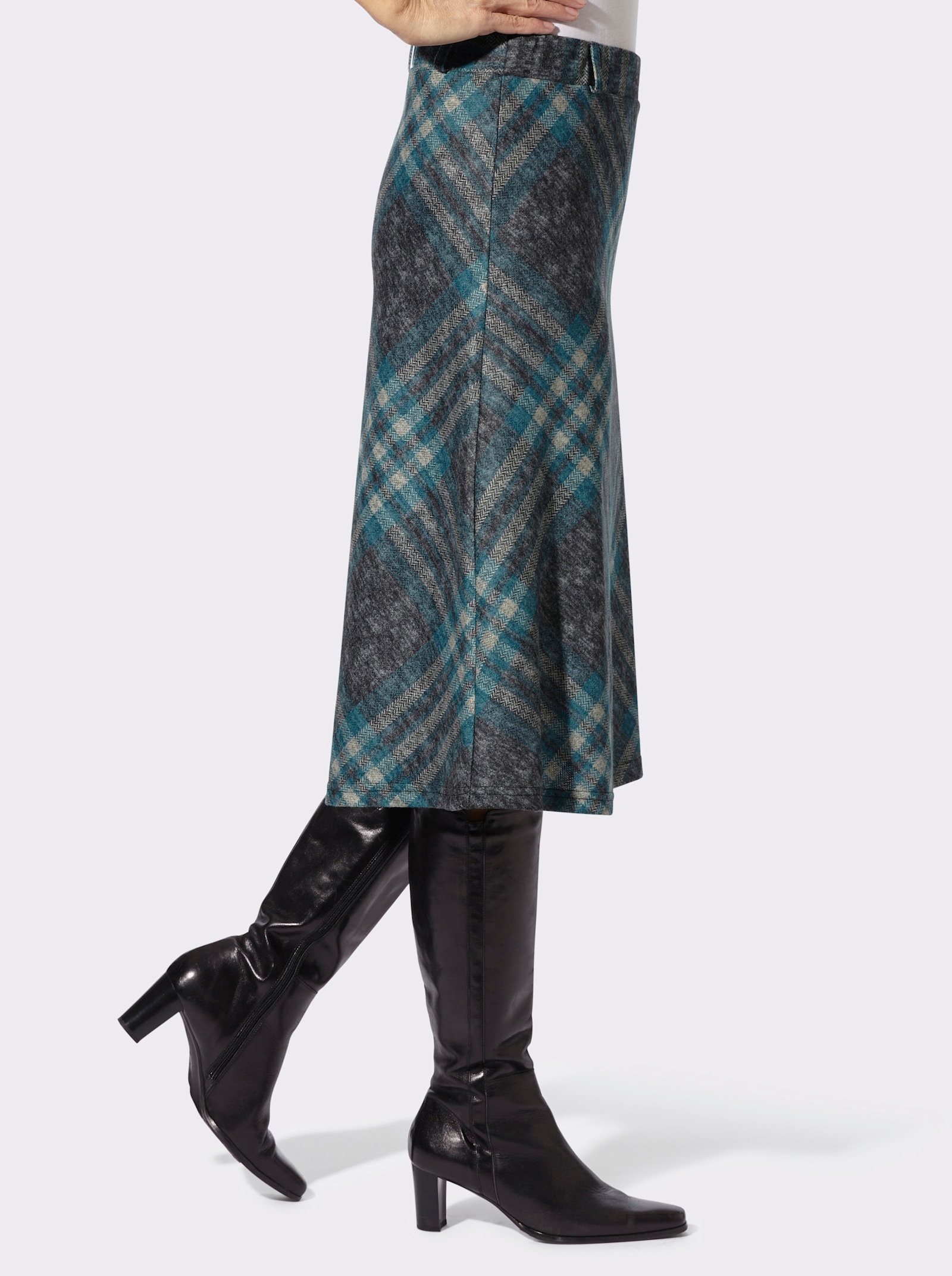 Karorock in Flanell-Optik - aquapetrol-schwarz-kariert