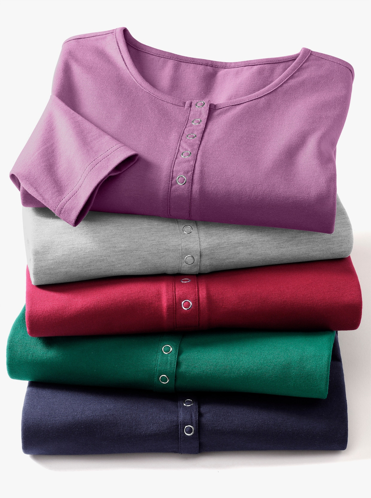 Langarmshirt mit Druckknöpfen - violett