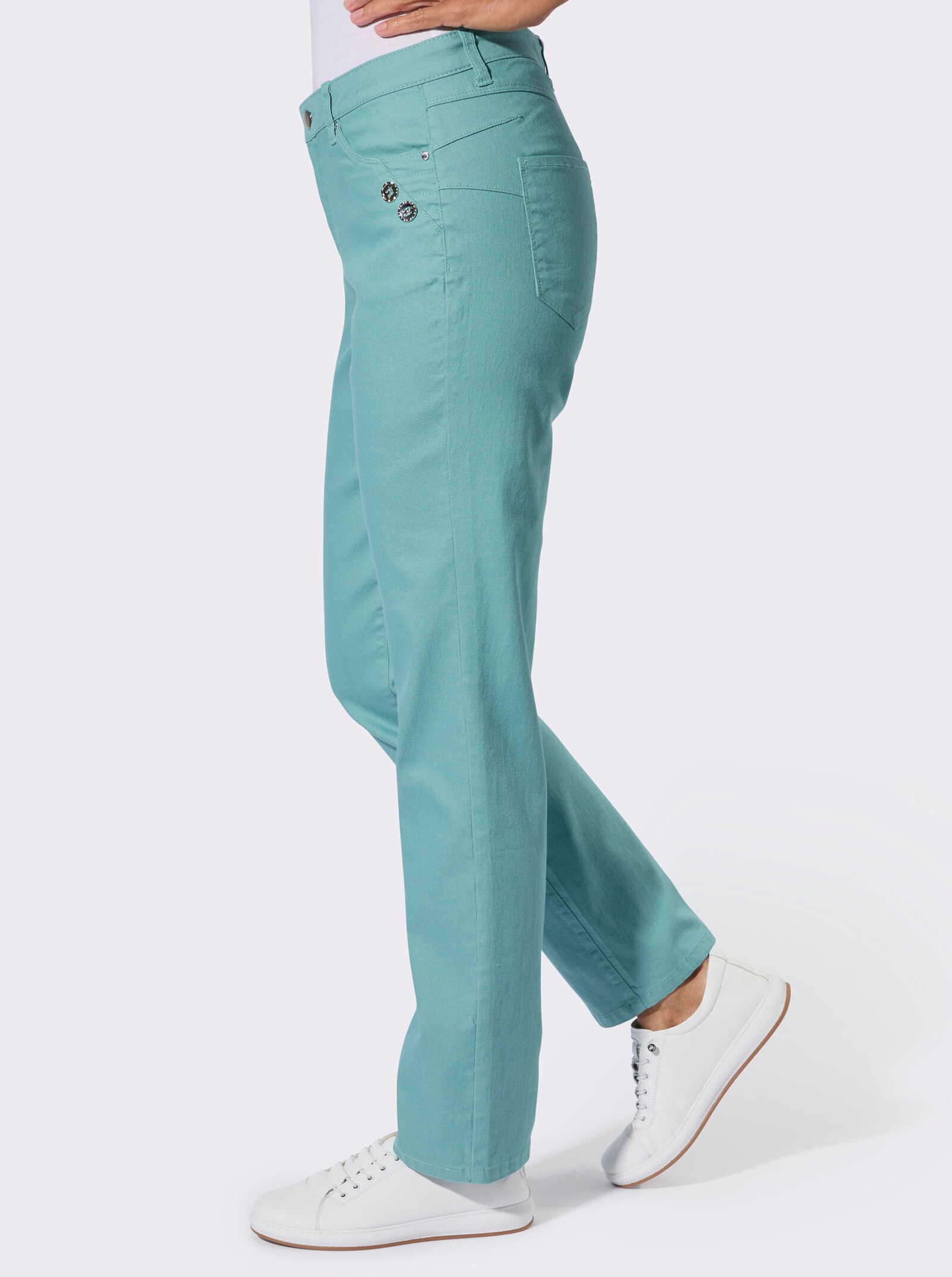 5-Pocket-Jeans mit Biesenverzierung - ozean