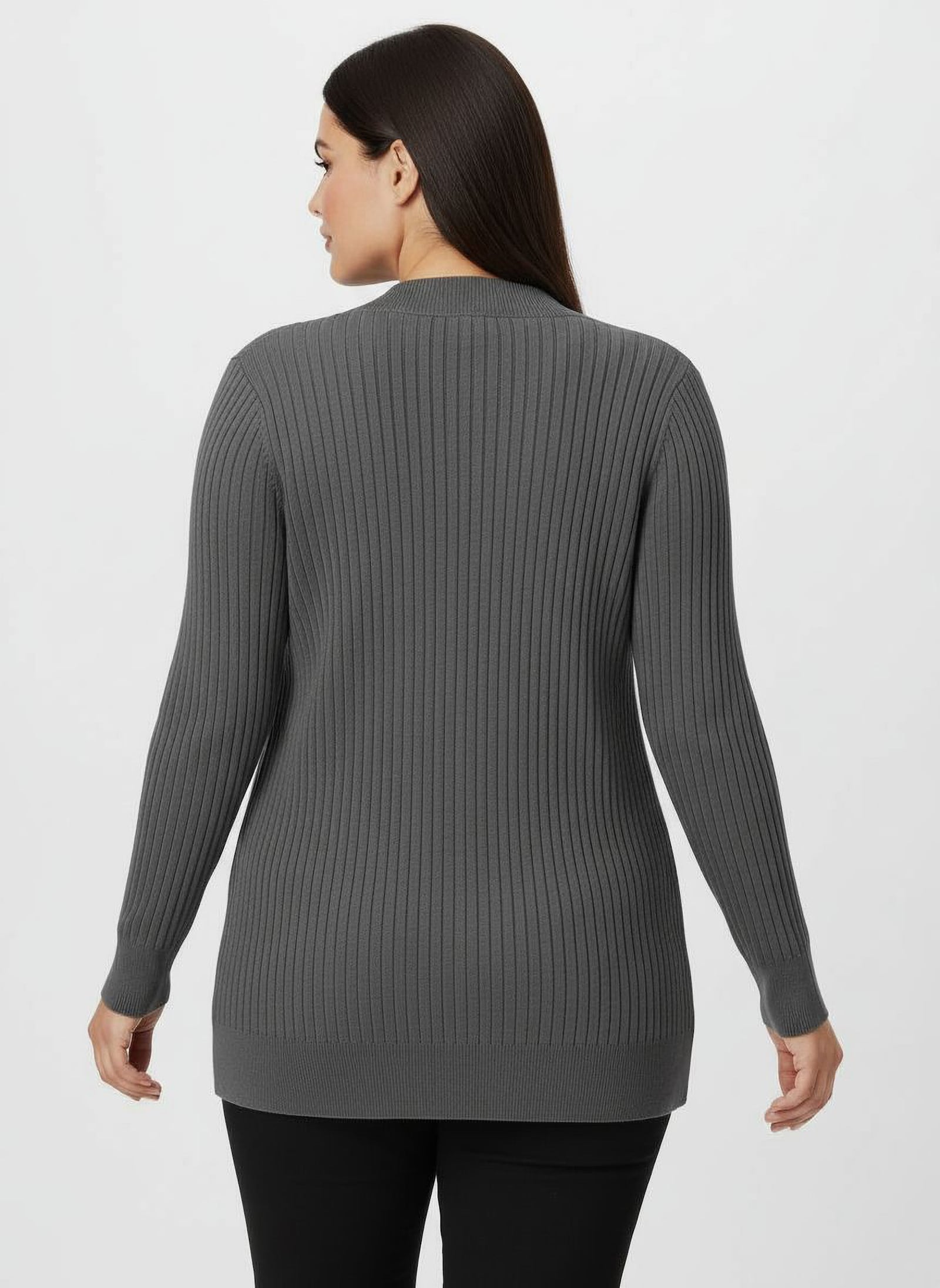 Strickjacke in Ripp-Optik - anthrazit