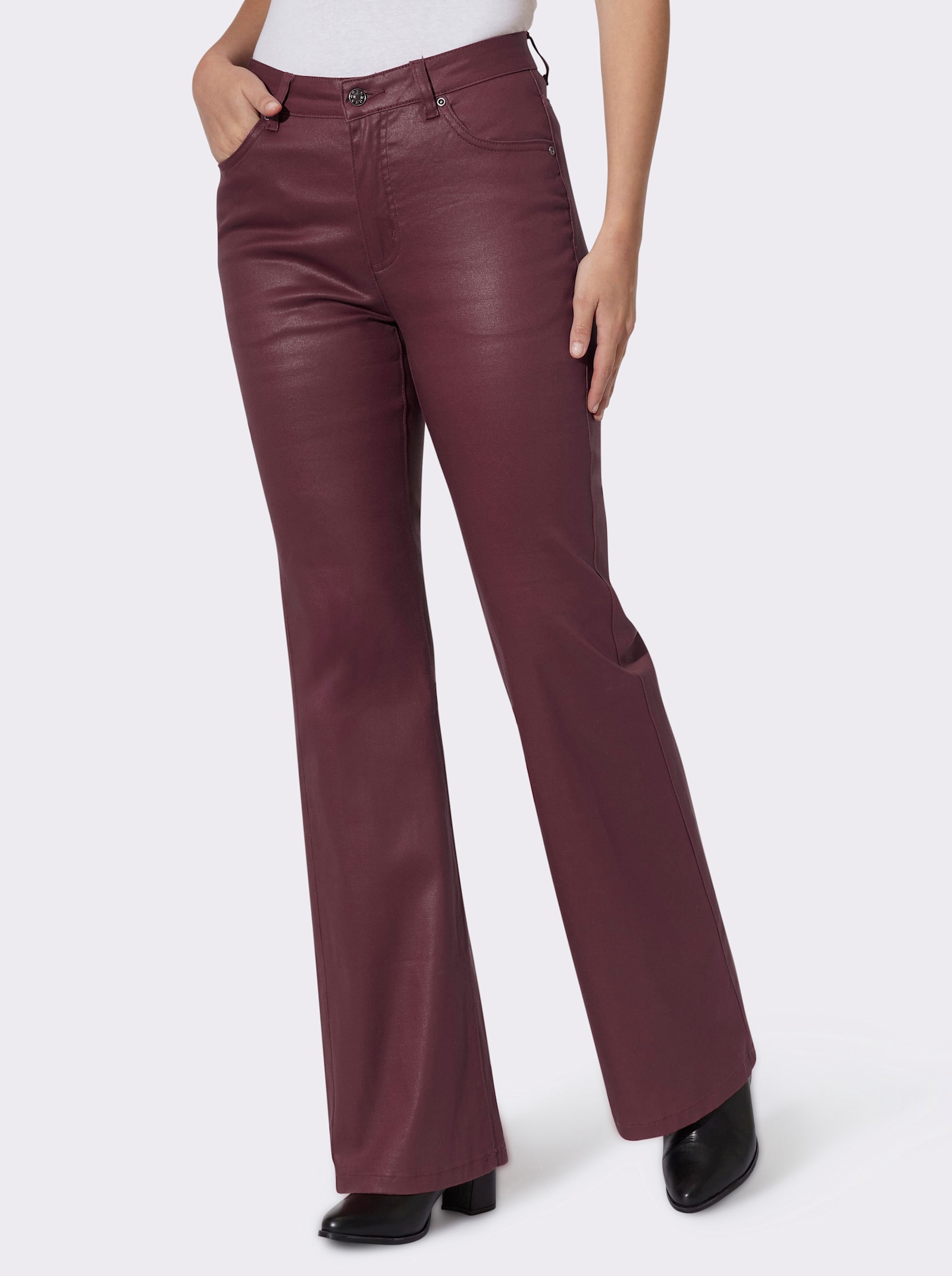 heine Bootcut-Jeans in Glanz-Optik - bordeaux