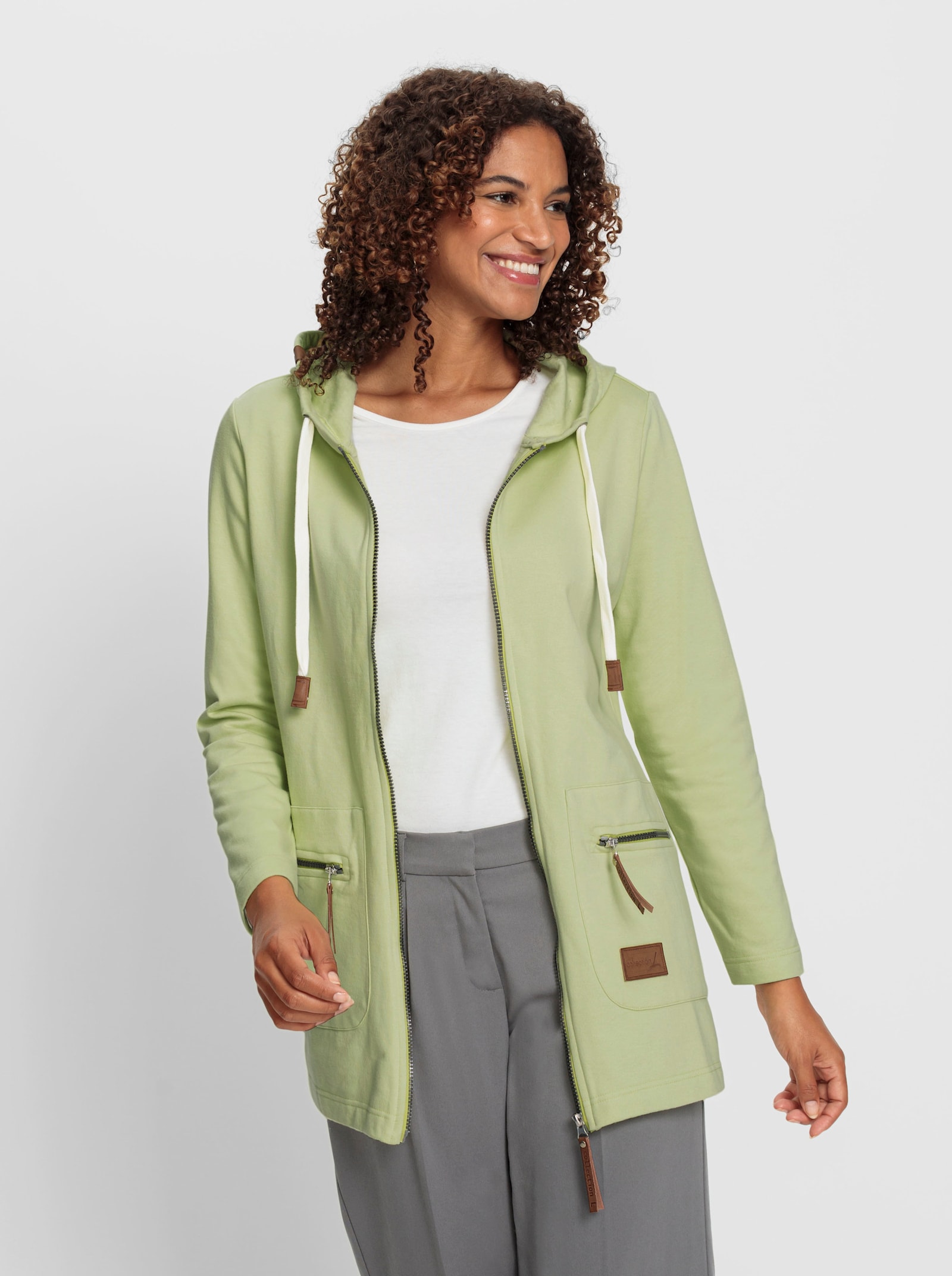 Sweatjacke in Longform - pistazie