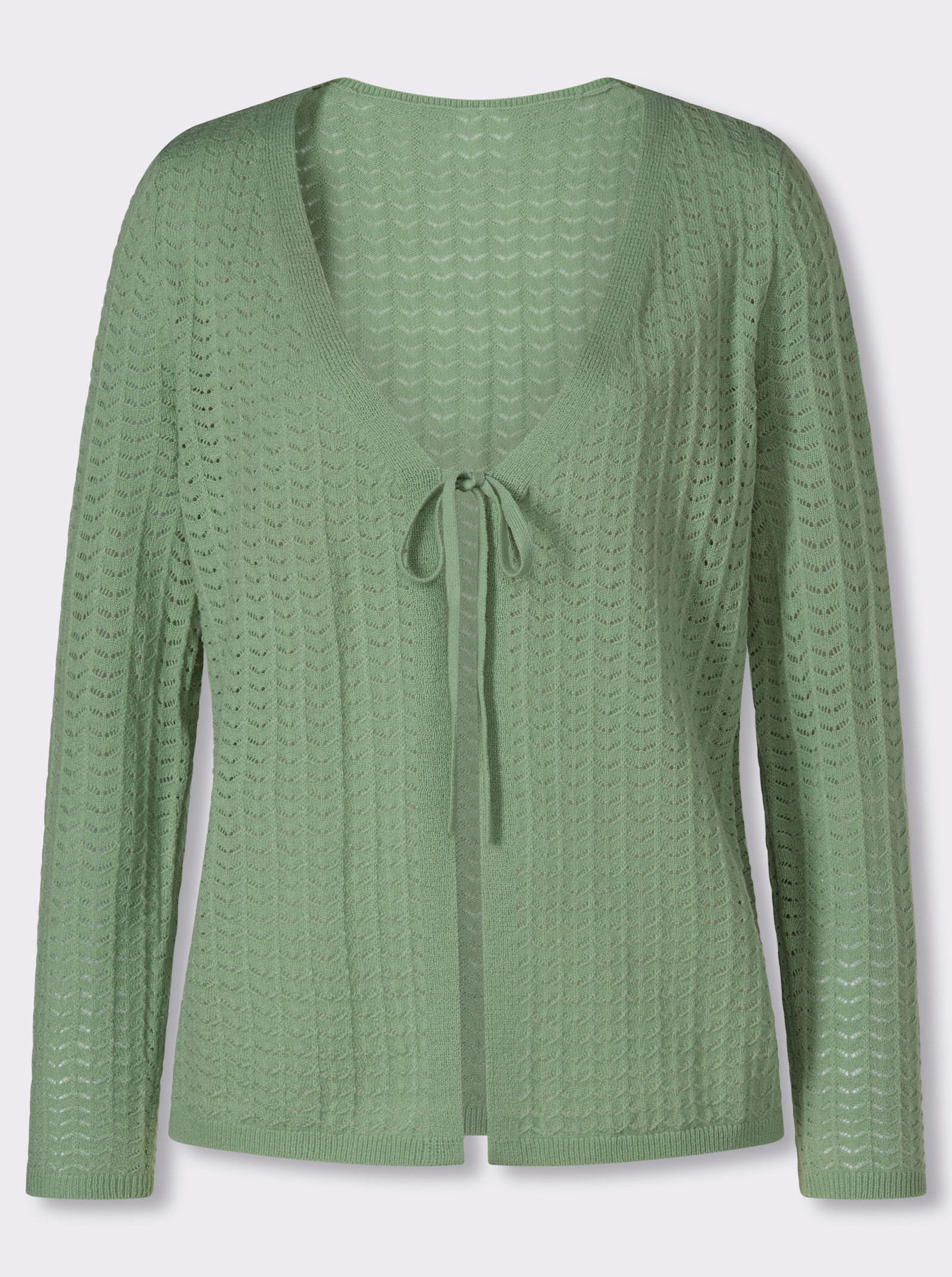 Strickjacke mit Ajour-Muster - eucalyptus