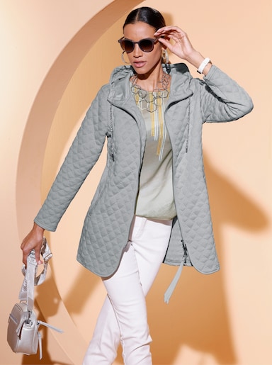 Shirtjacke in Rautenstruktur - hellgrau