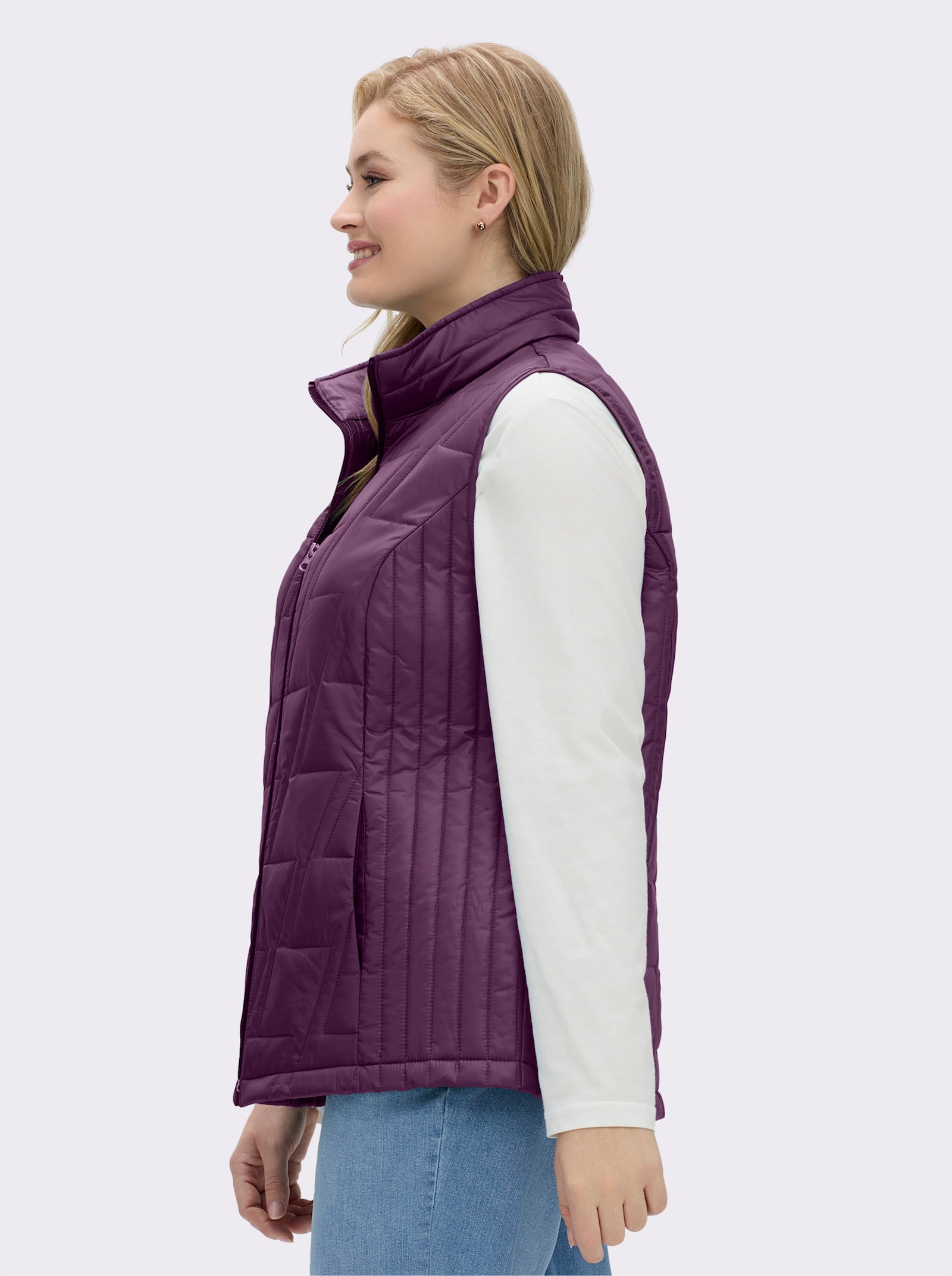 Steppweste mit kontrastfarbigem Futter - violett