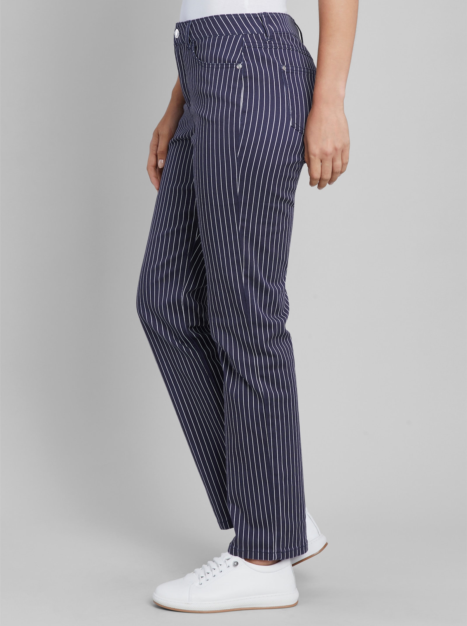 heine 5-Pocket-Hose mit Nadelstreifen - marine-ecru-gestreift