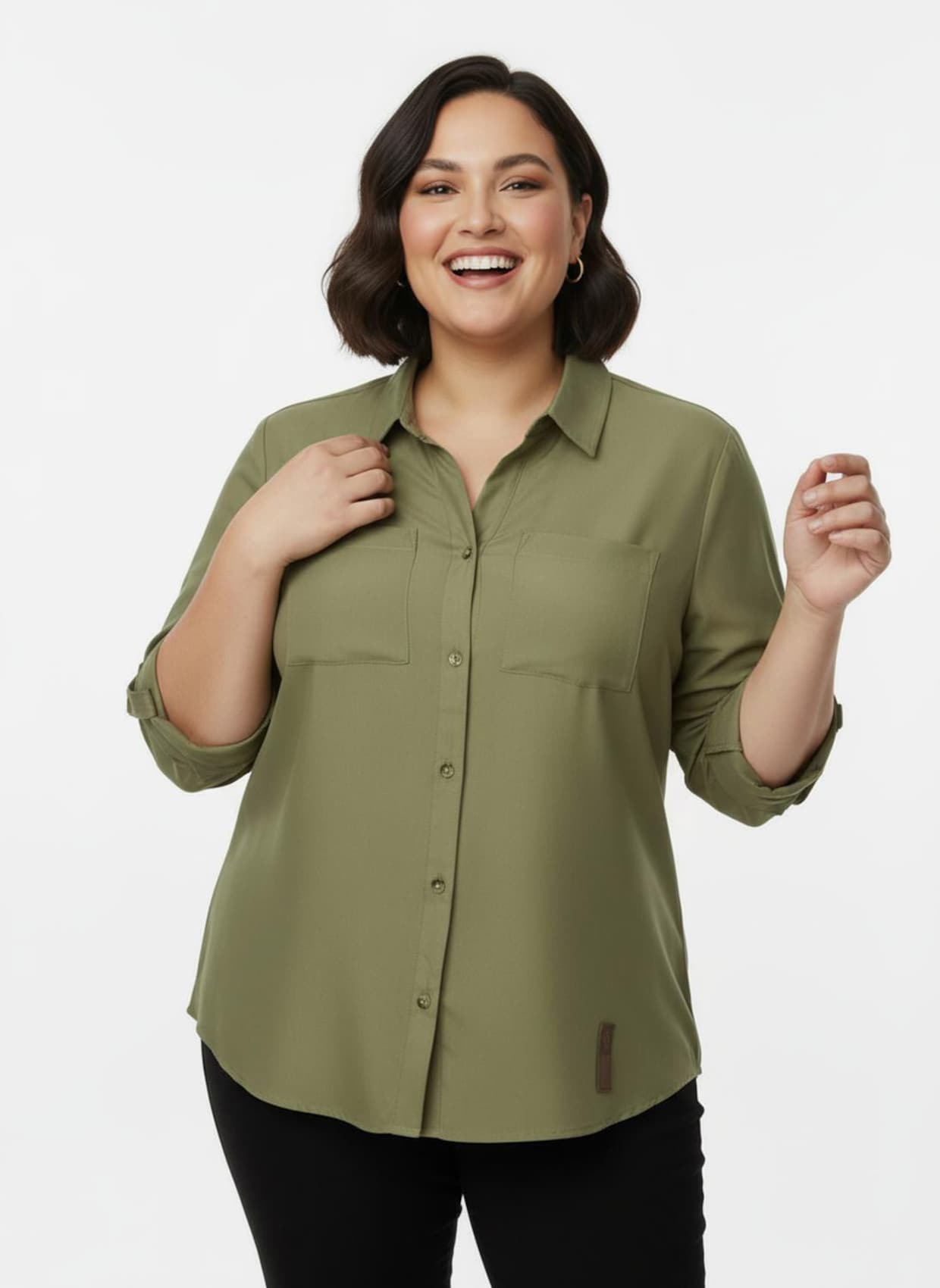 Longbluse aus reiner Viskose - schilf