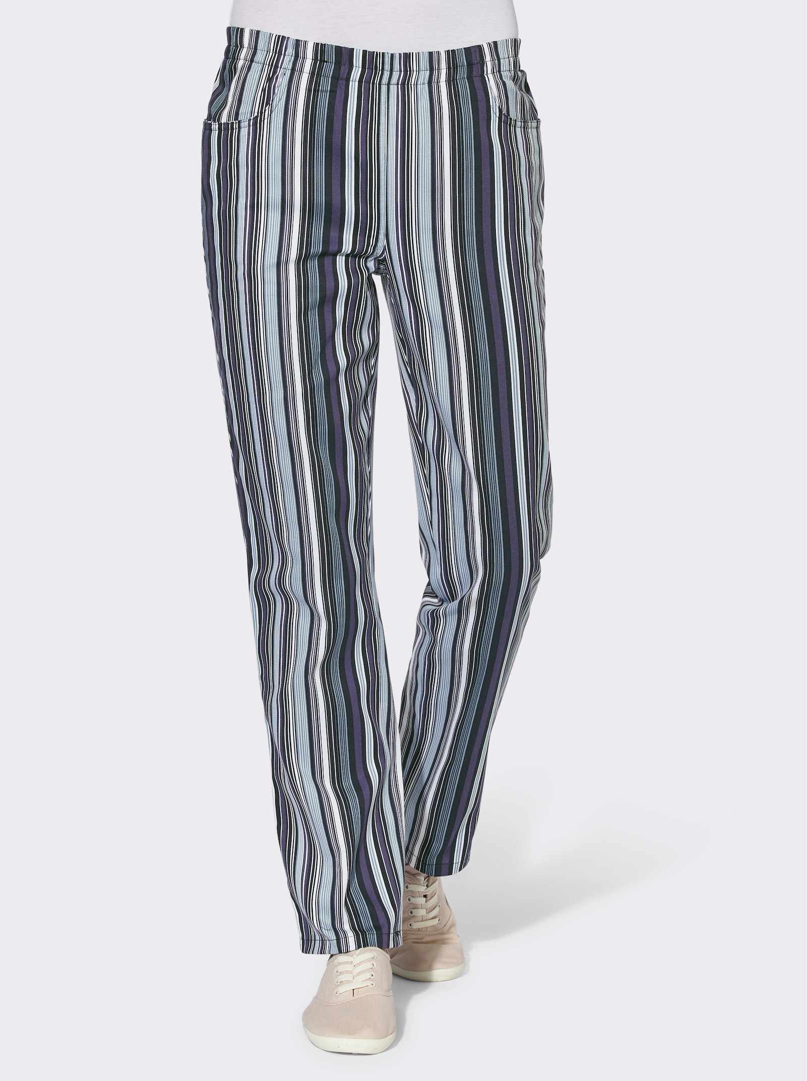 Schlupfhose aus Baumwolle - schwarz-gestreift