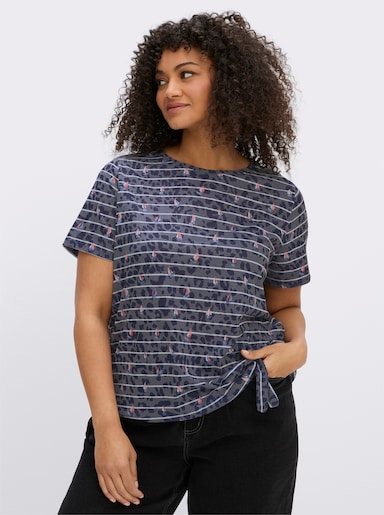 Rundhalsshirt in Ausbrenner-Qualität - marine-bedruckt