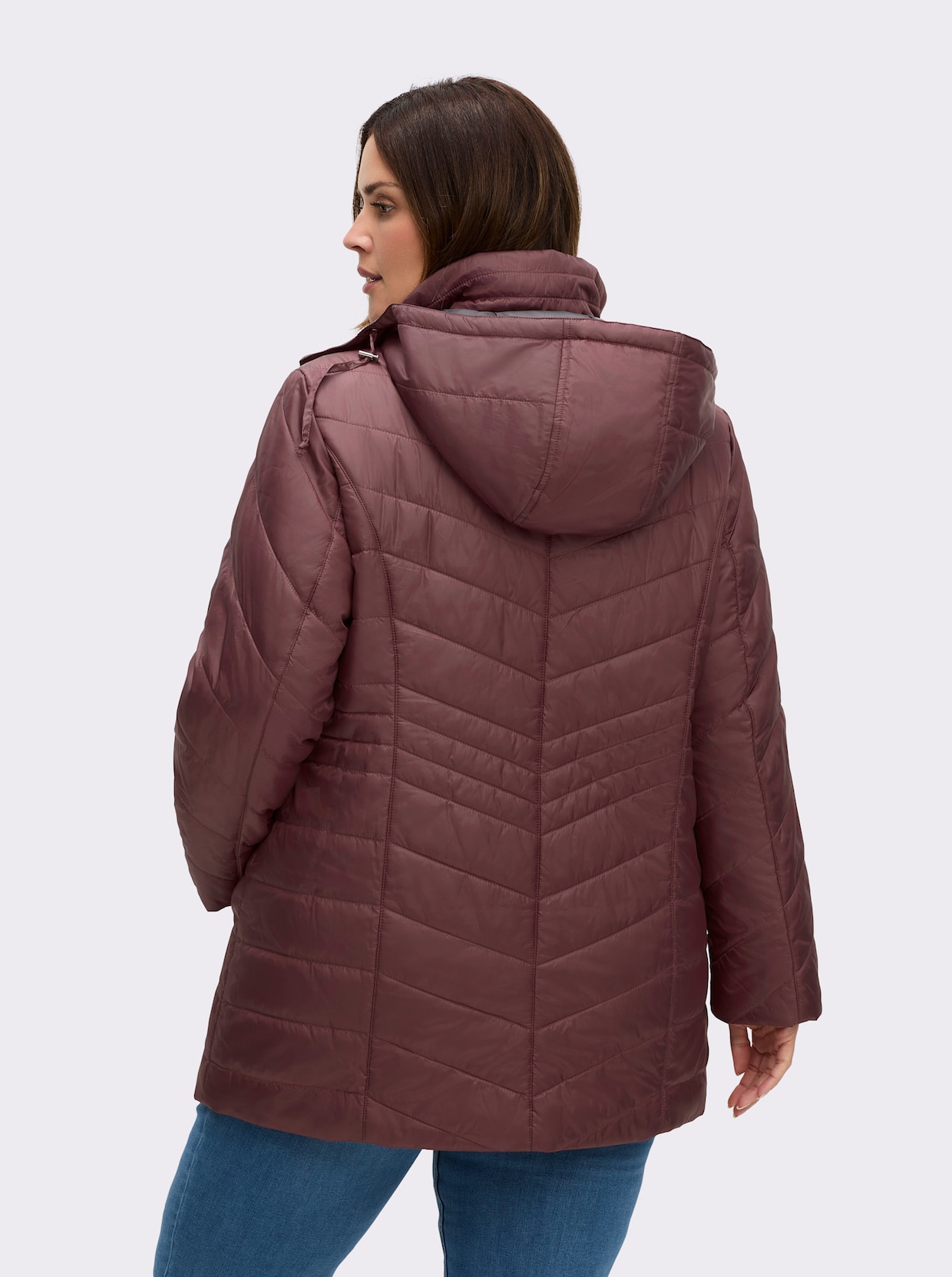 Steppjacke mit Kontrastfutter - bordeaux-grau
