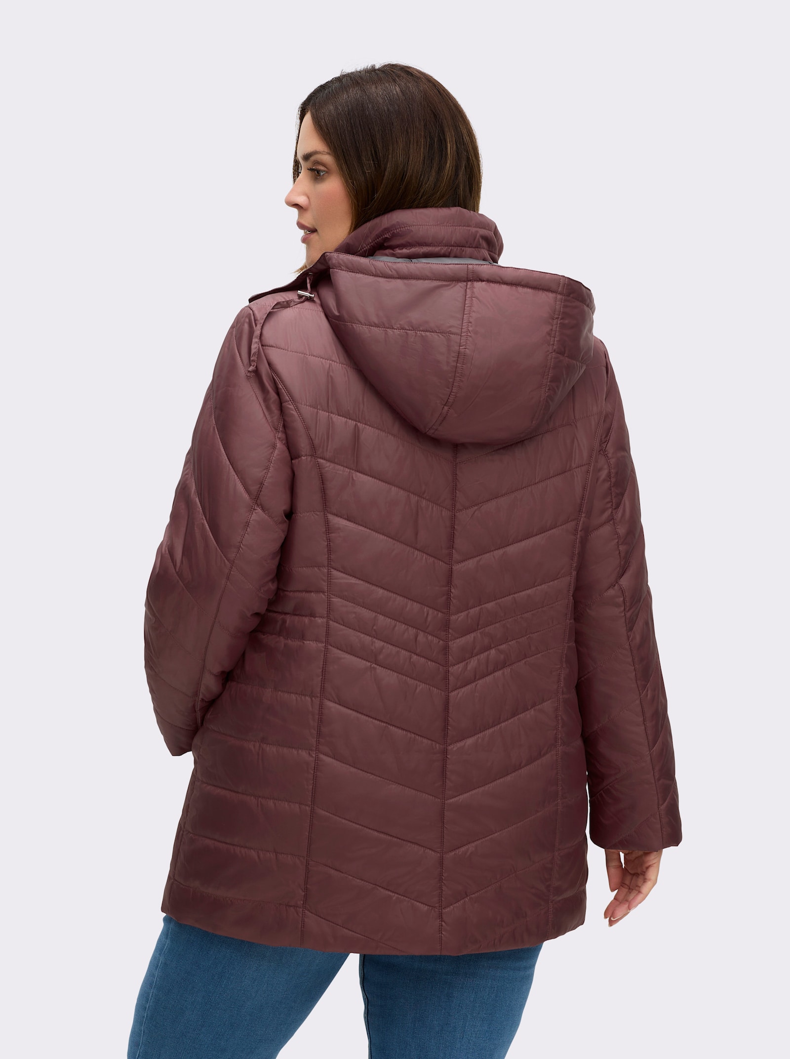 Steppjacke mit Kontrastfutter - bordeaux-grau