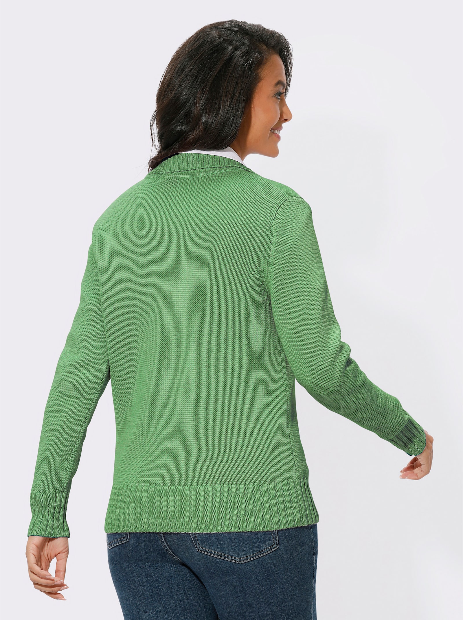 Strickjacke mit 2-Wege-Reißverschluss - apfel