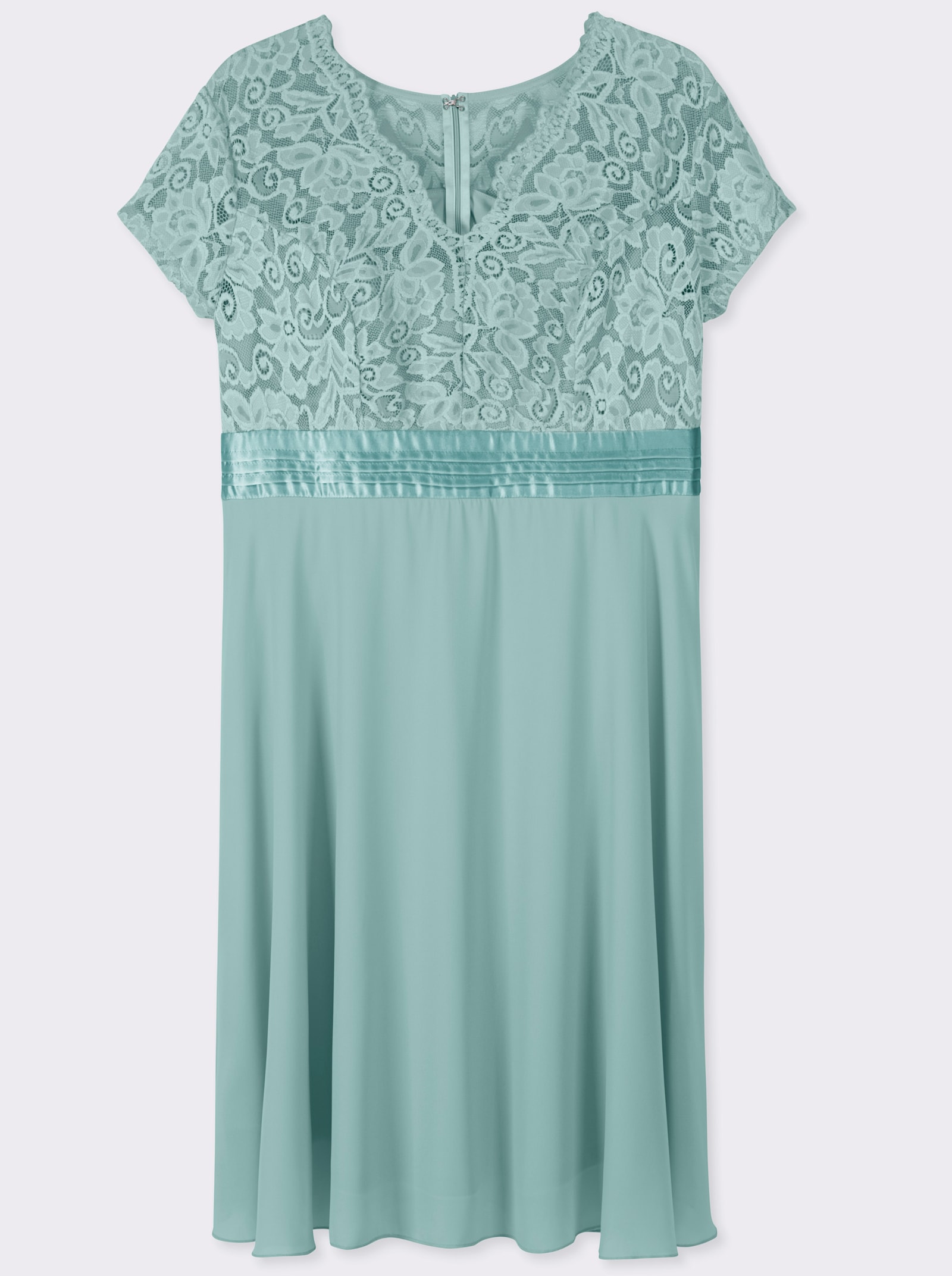 Cocktailkleid mit kunstvollem Spitzeneinsatz - kalkmint
