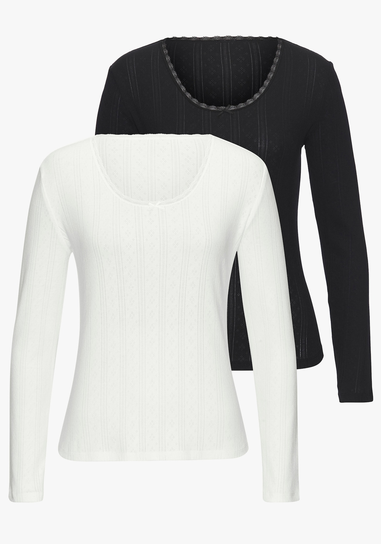 Vivance Langarmshirt - schwarz, creme