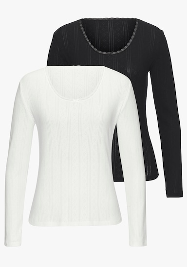 Vivance Langarmshirt - schwarz, creme