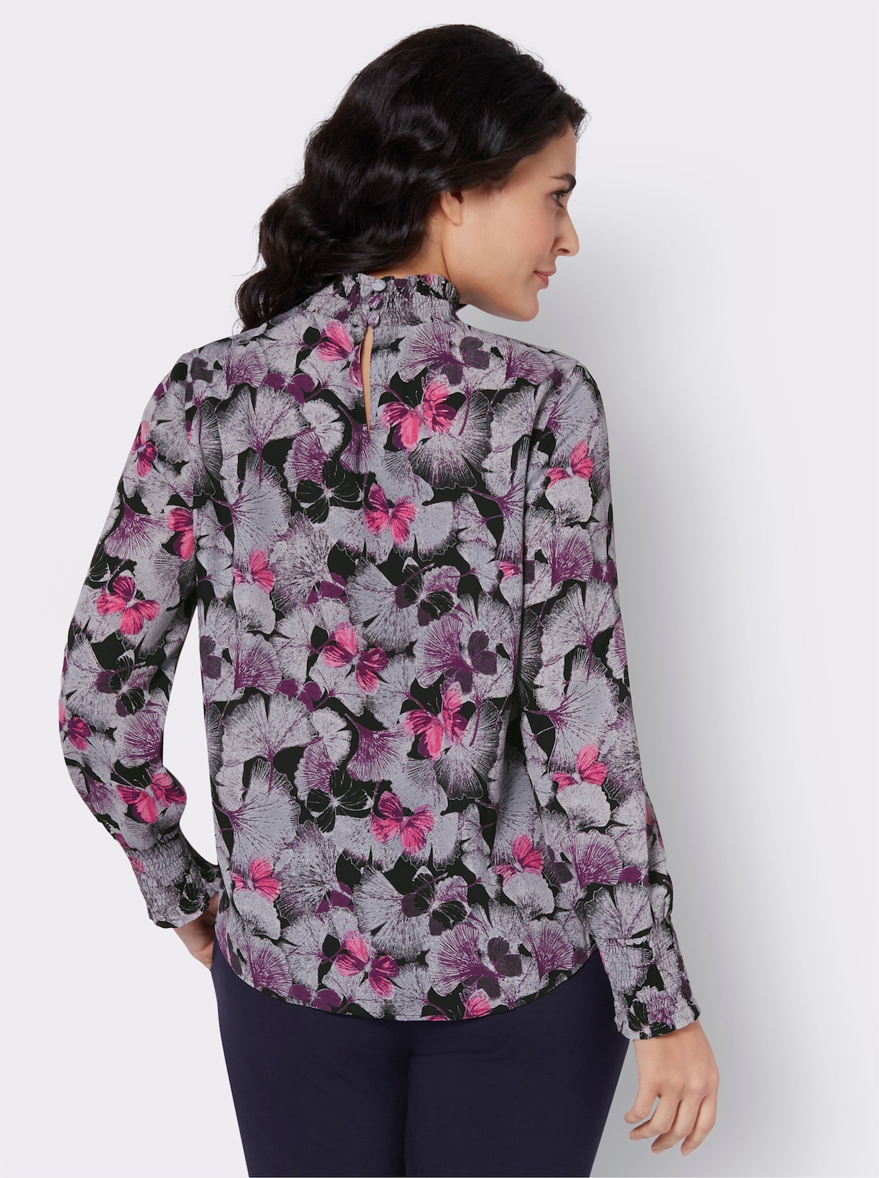 Blouse met print - zwart/lila bedrukt