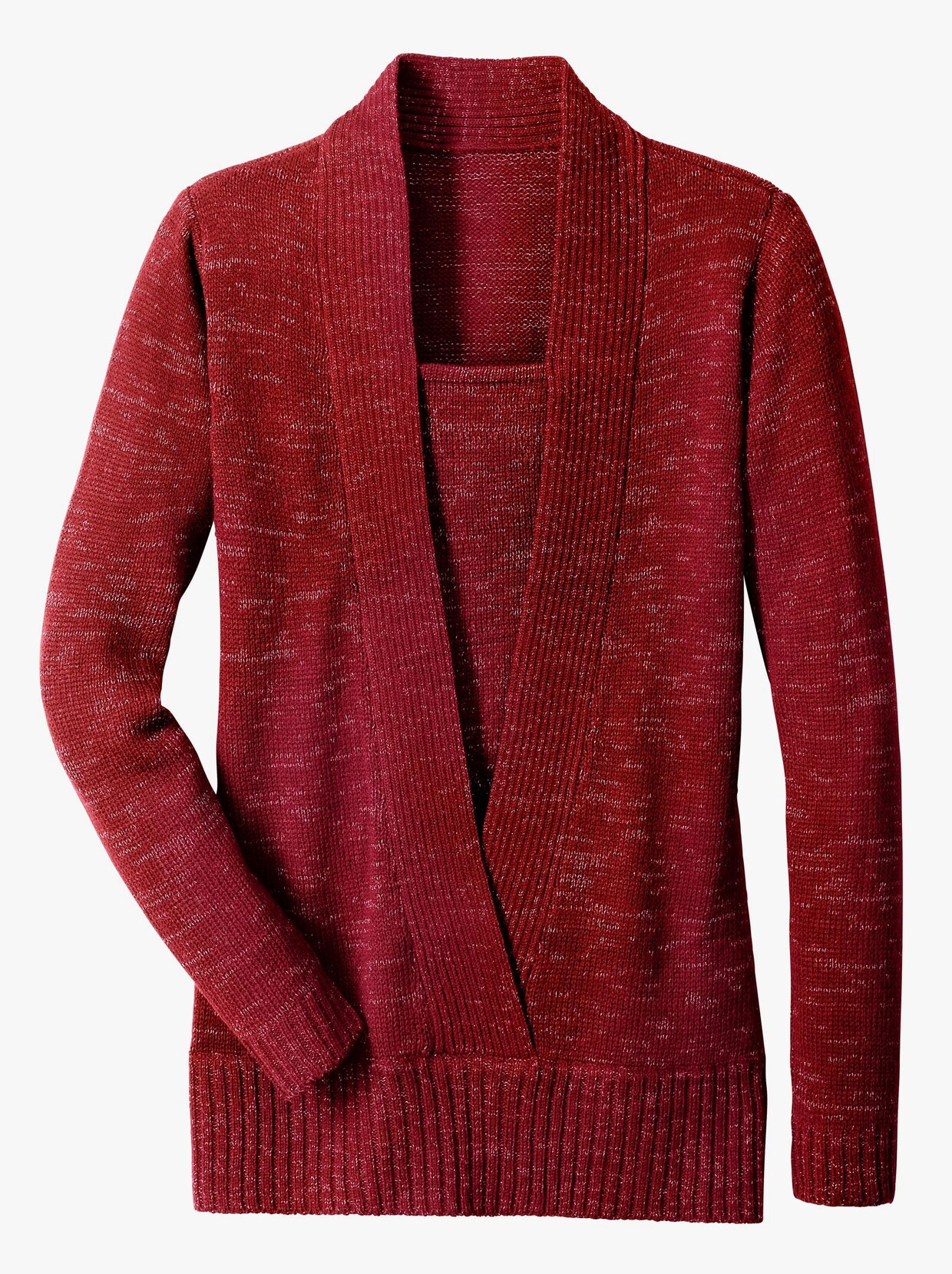 2-in-1-Pullover - rot-meliert