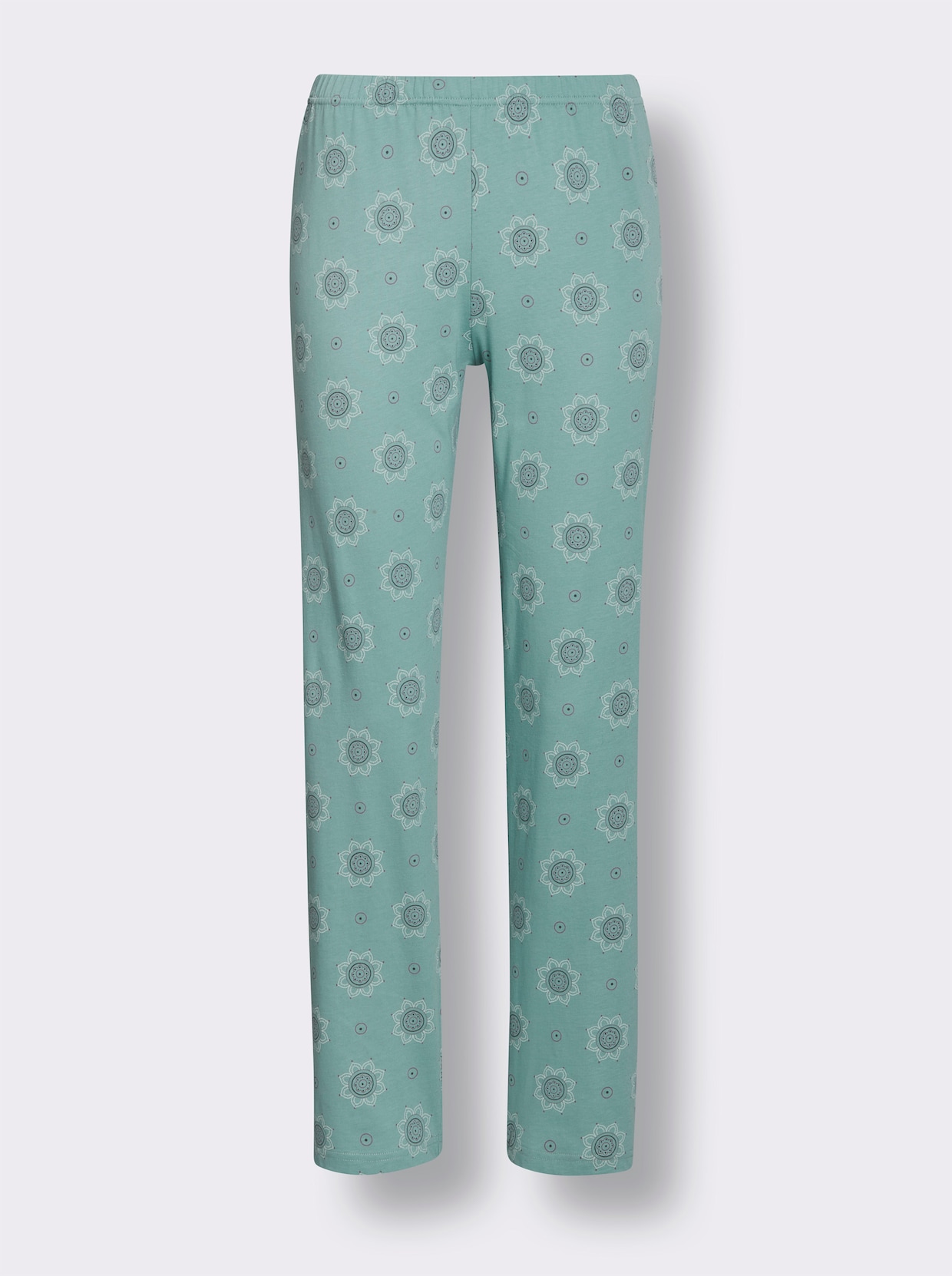 Comtessa Pyjamas - champagne-blågrön, med tryck