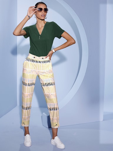 Kurzarmshirt mit kurzem Reißverschluss - moos