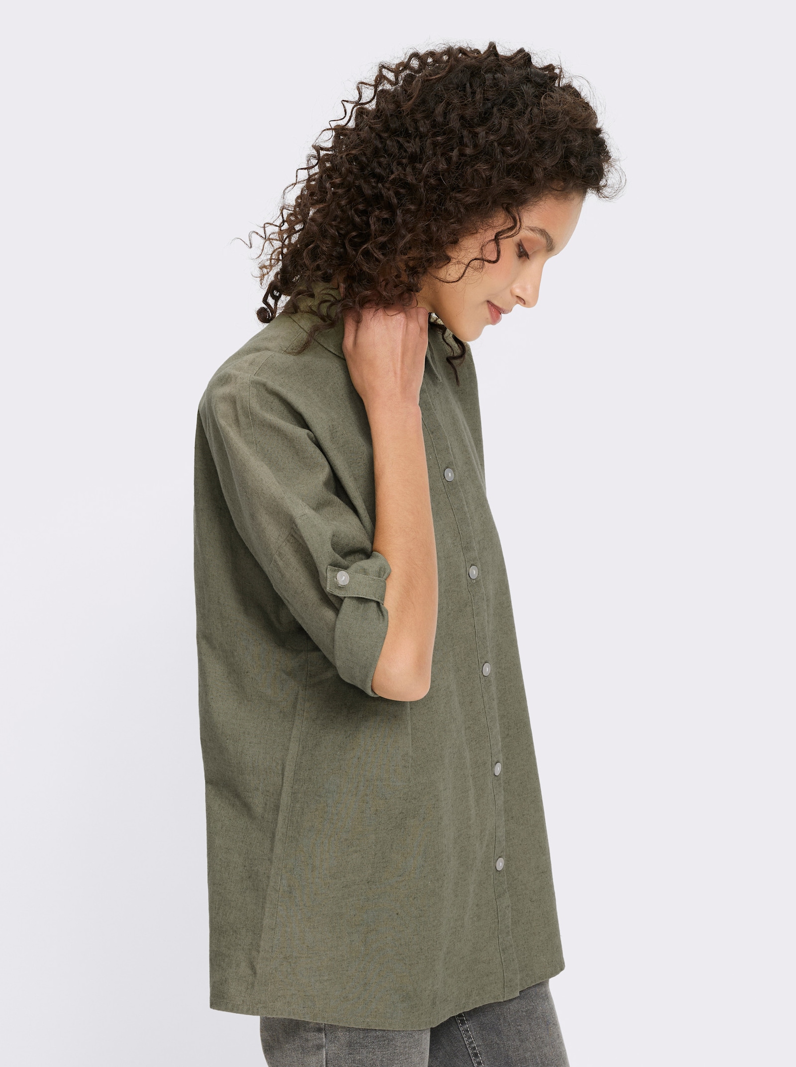 heine Leinenbluse mit 3/4-Arm - khaki