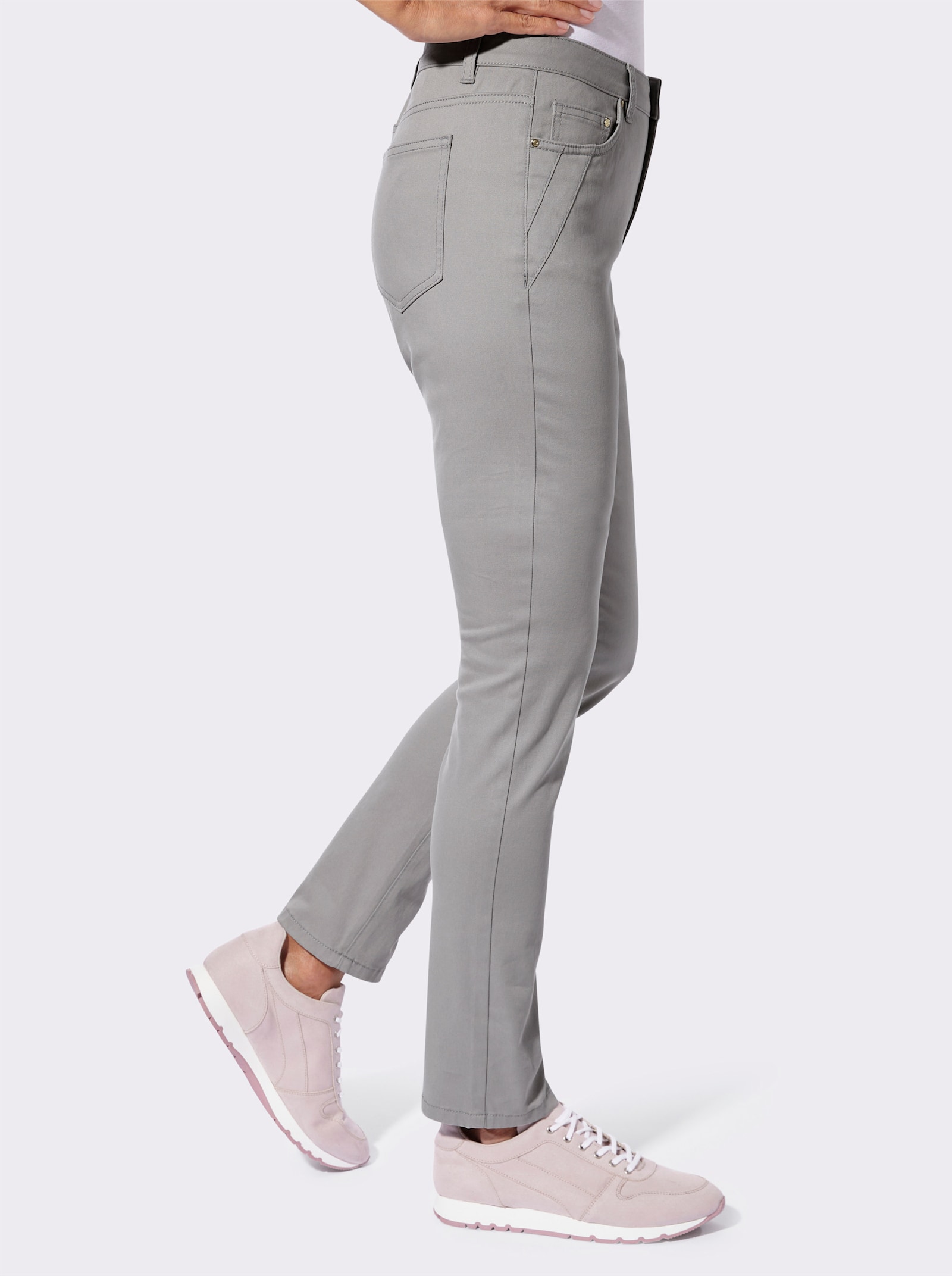 5-Pocket-Jeans mit Ziernähten - steingrau