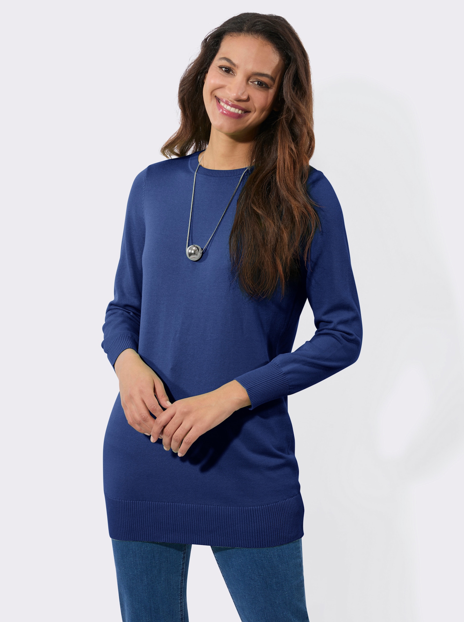 Longpullover in Feinstrick-Qualität - royalblau