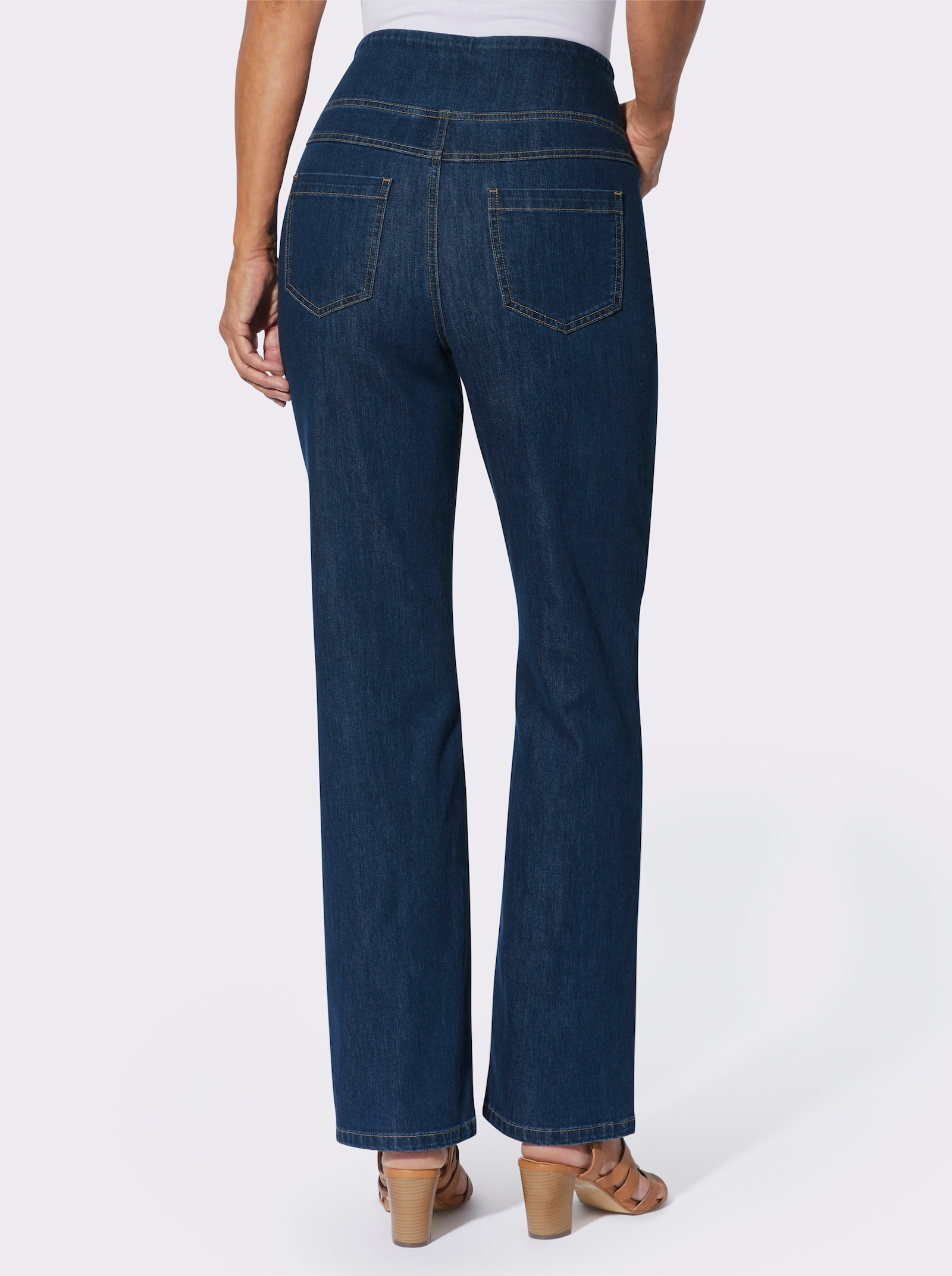 Gerade Jeans mit hohem Bund - blue-stone-washed