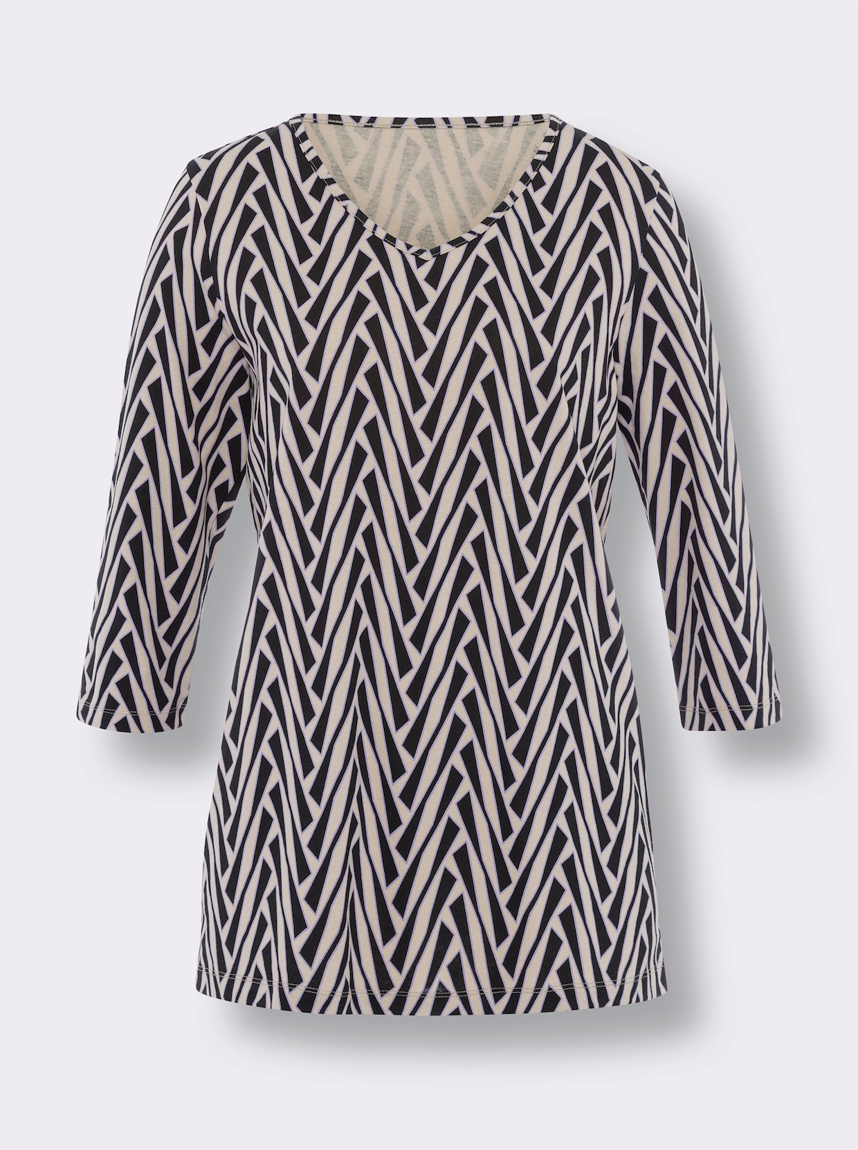 Shirt met 3/4-mouw - beige geprint