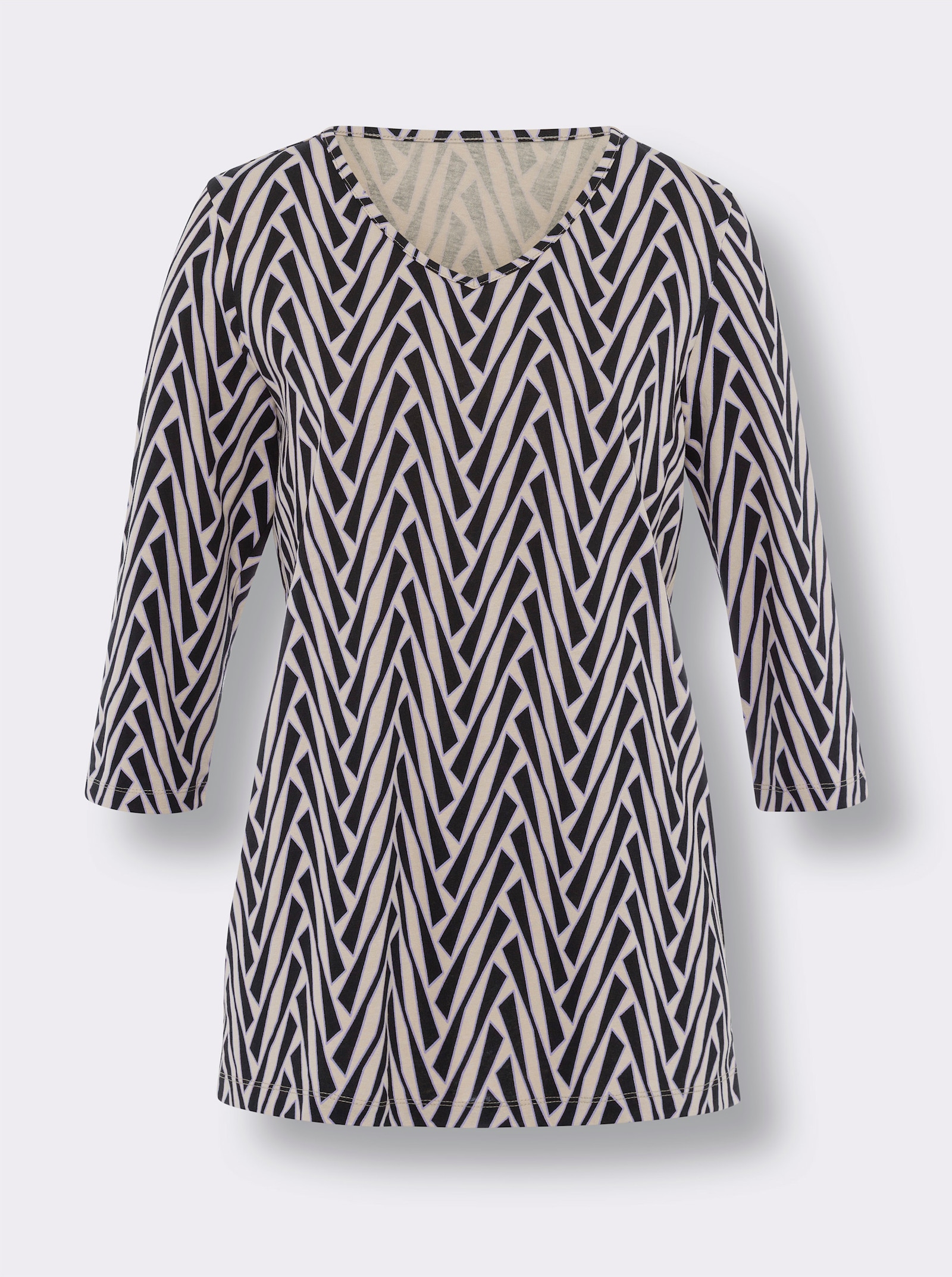 3/4-Arm-Shirt mit Grafikprint - beige-bedruckt